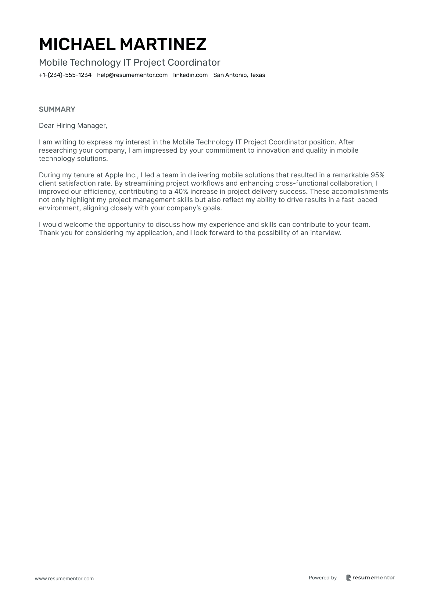 Mobile Technology IT Project Coordinator