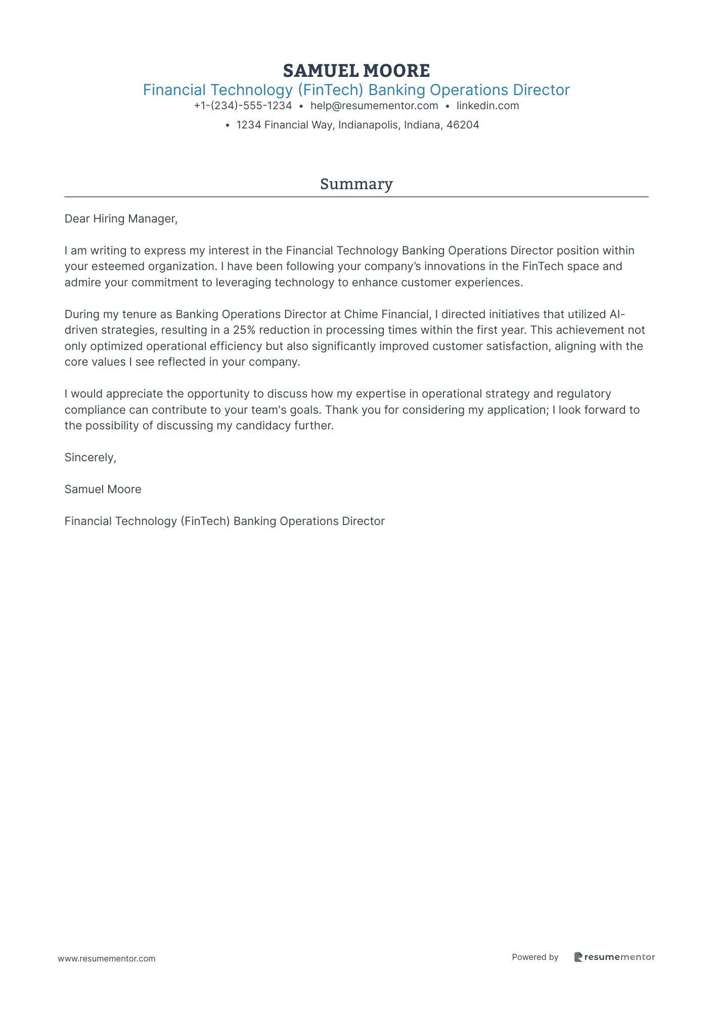 Financial Technology (FinTech) Banking Operations Director