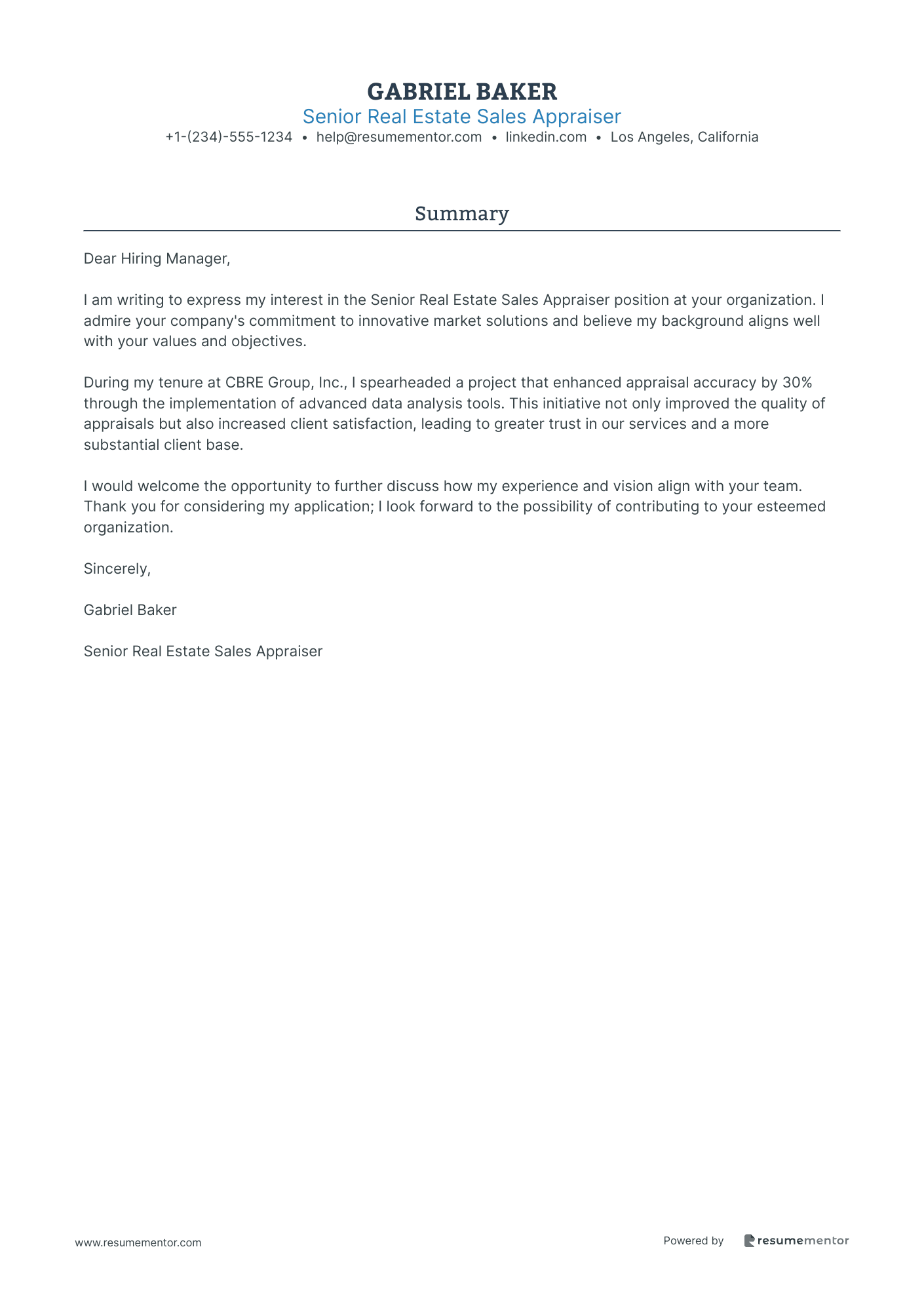 Senior Real Estate Sales Appraiser