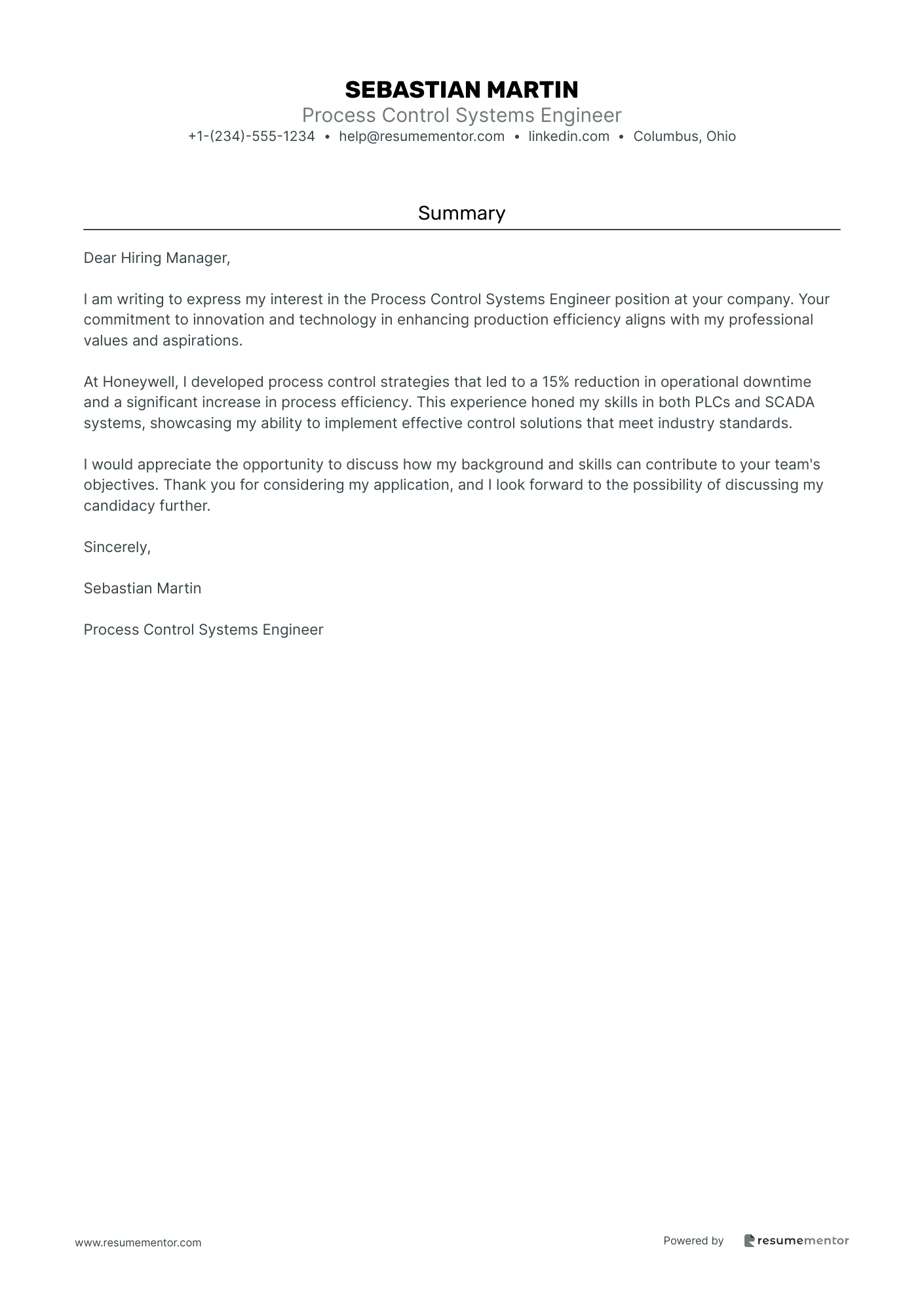 Process Control Systems Engineer