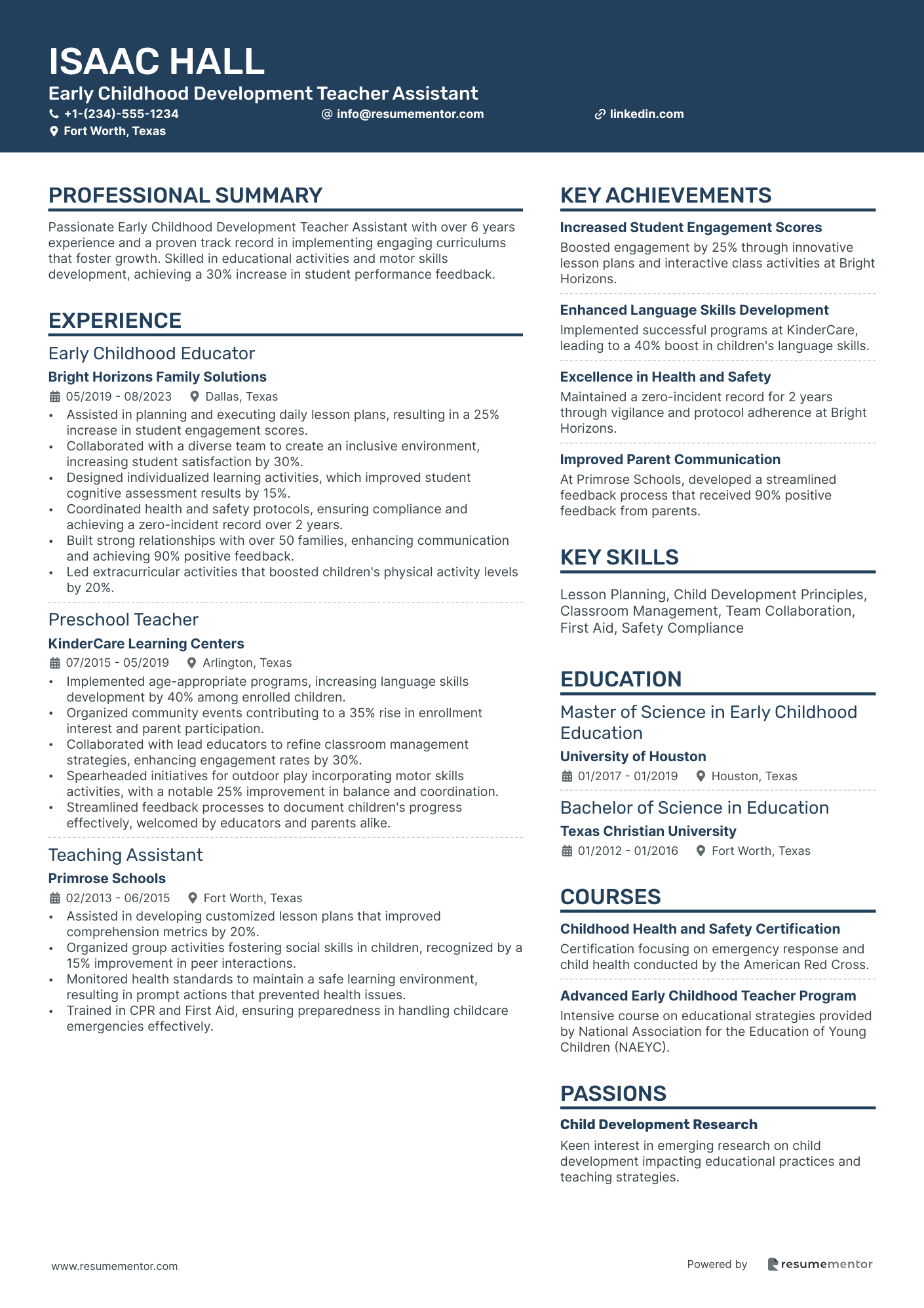 Early Childhood Development Teacher Assistant