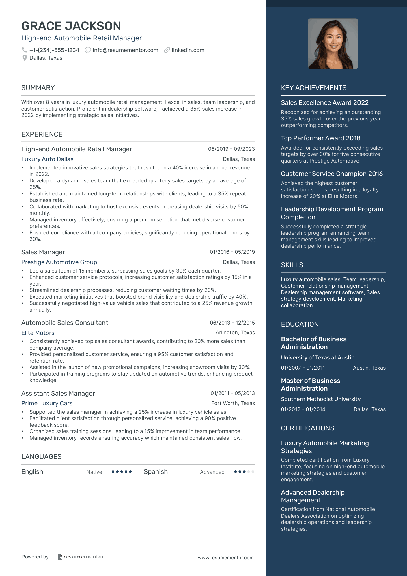High end Automobile Retail Manager