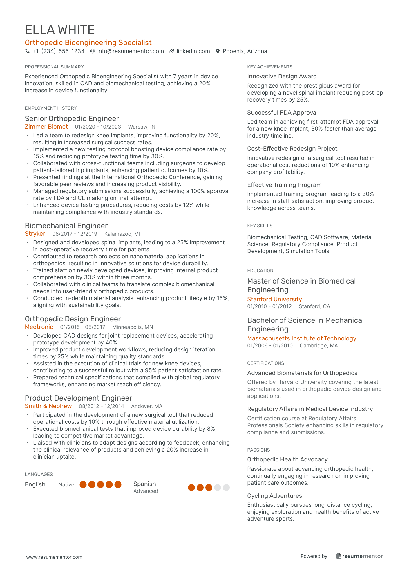 Orthopedic Bioengineering Specialist