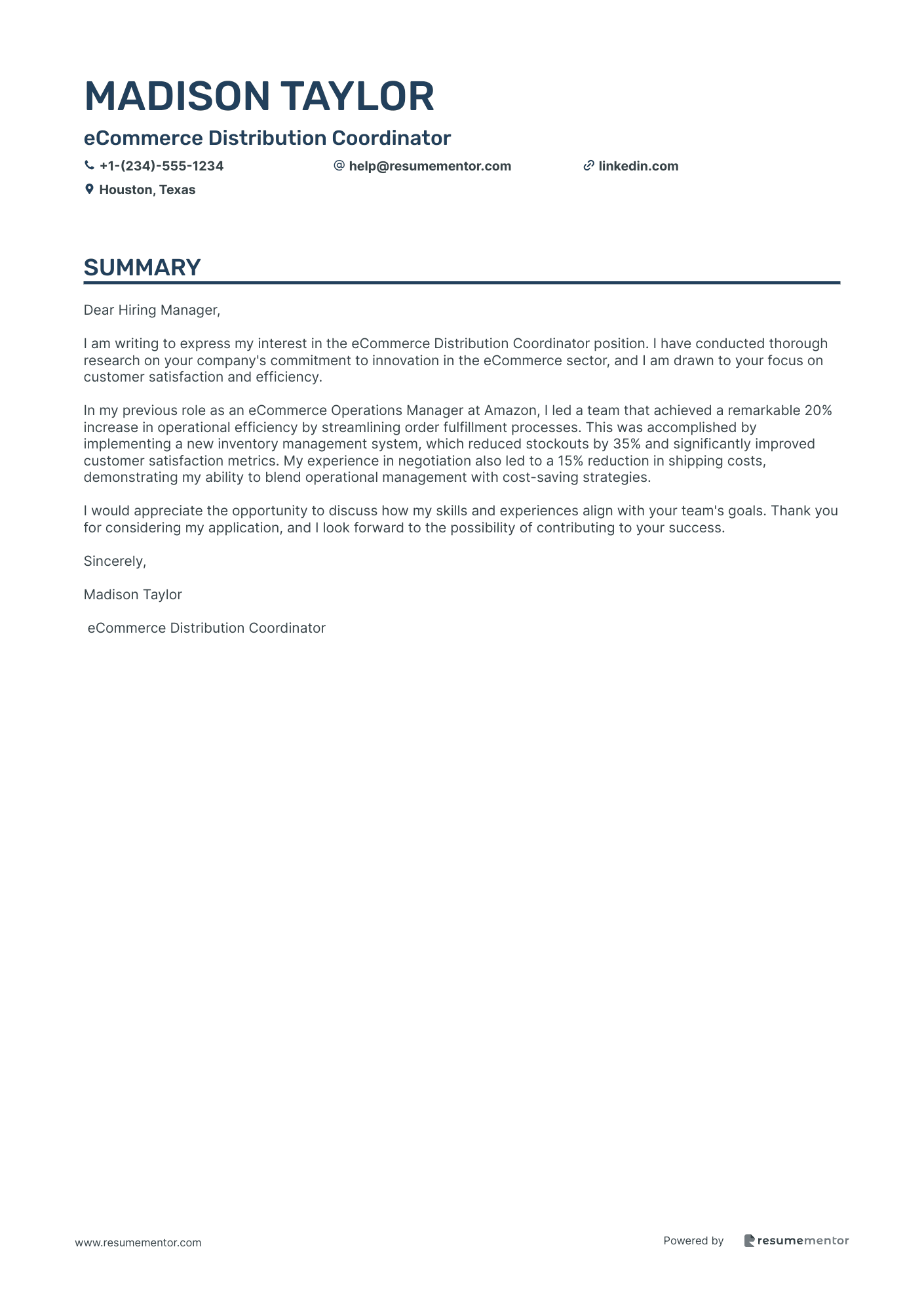 eCommerce Distribution Coordinator