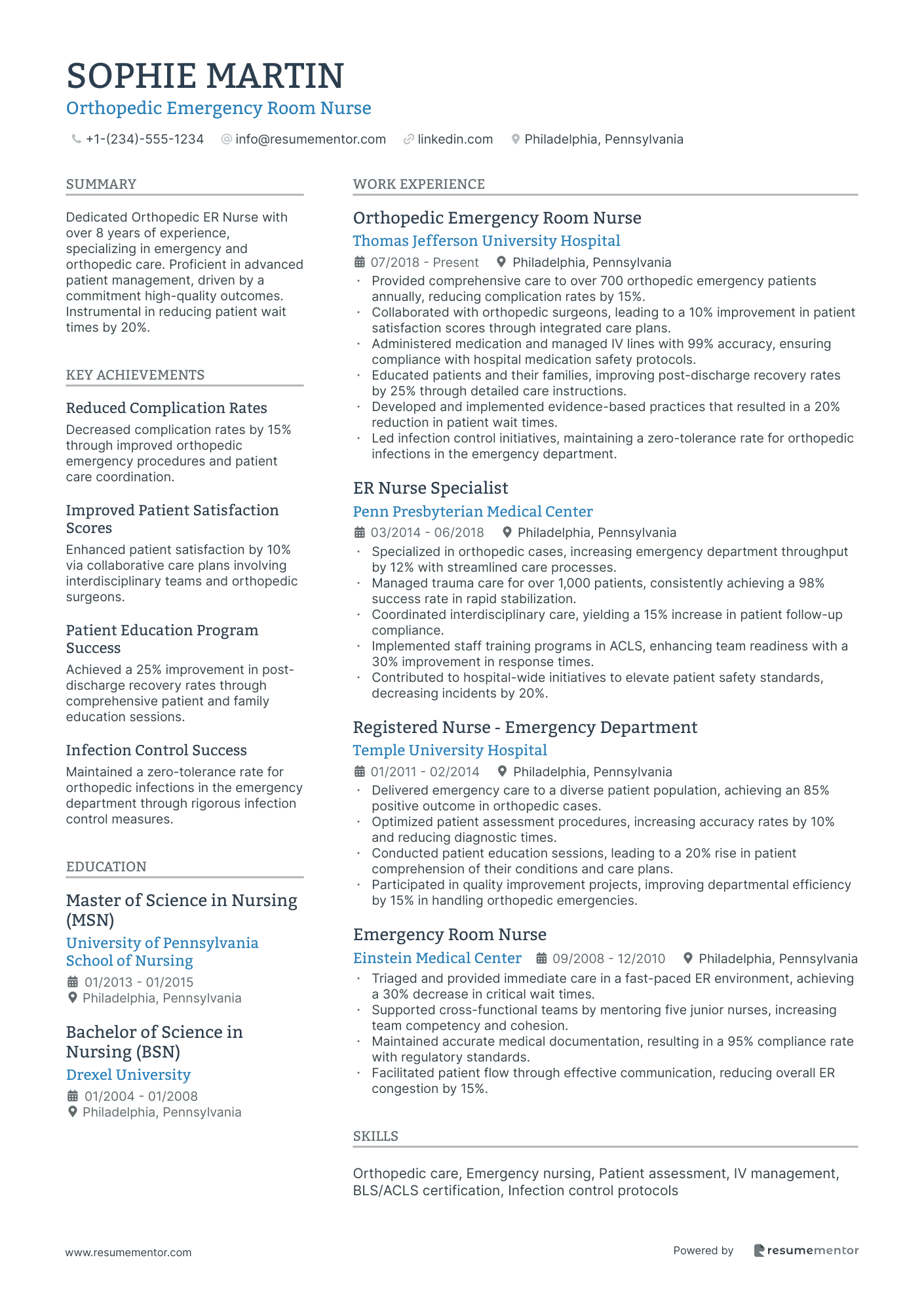 Orthopedic Emergency Room Nurse