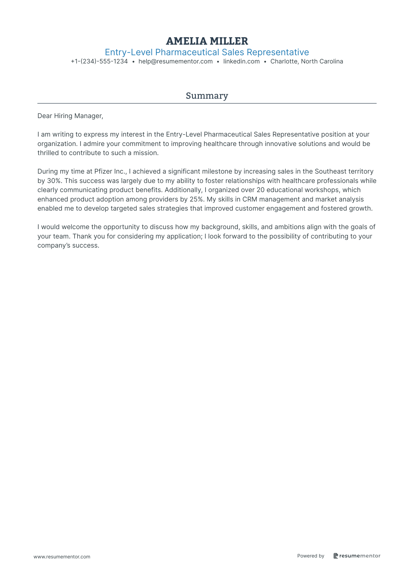 Entry Level Pharmaceutical Sales Representative