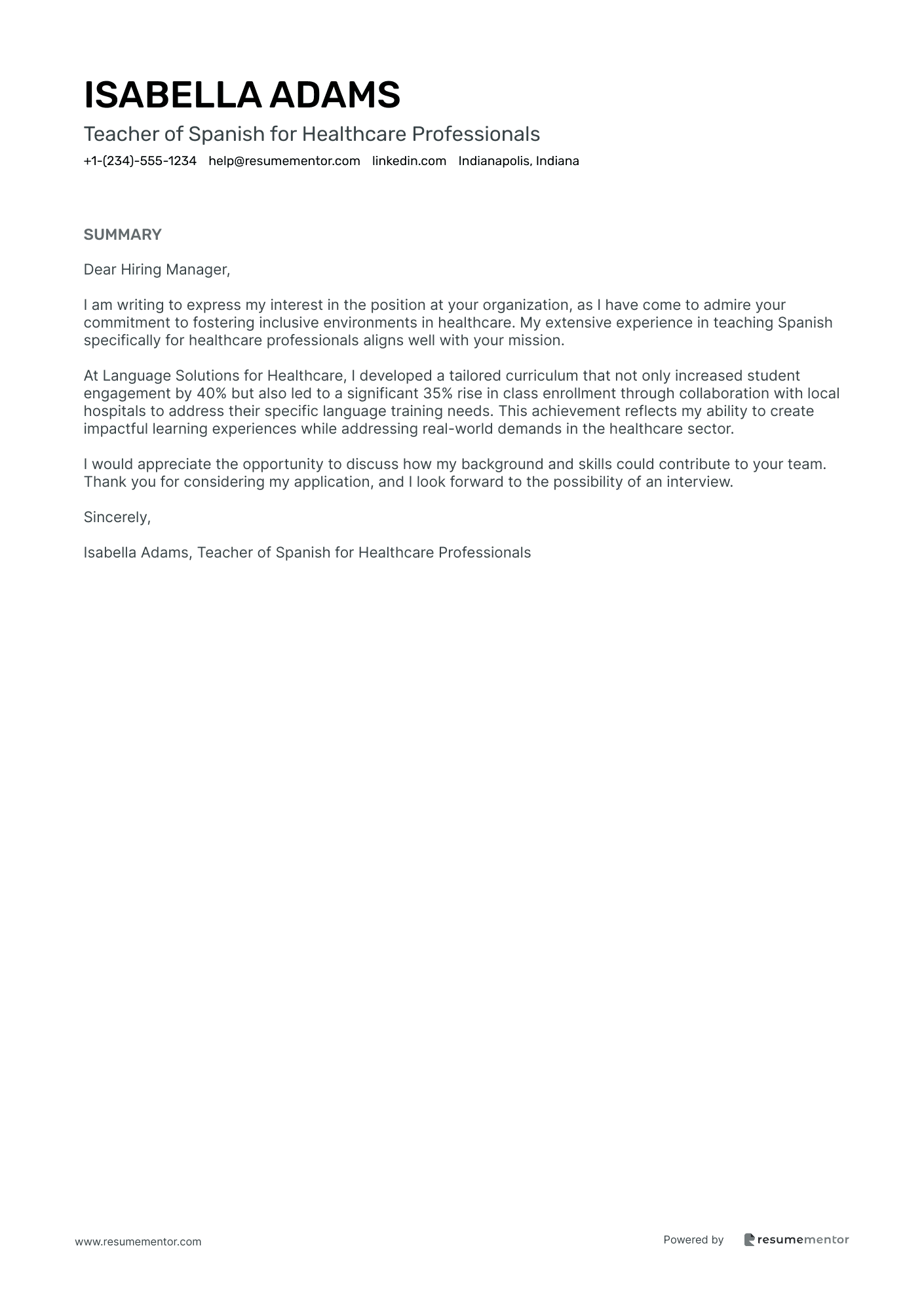 Teacher of Spanish for Healthcare Professionals