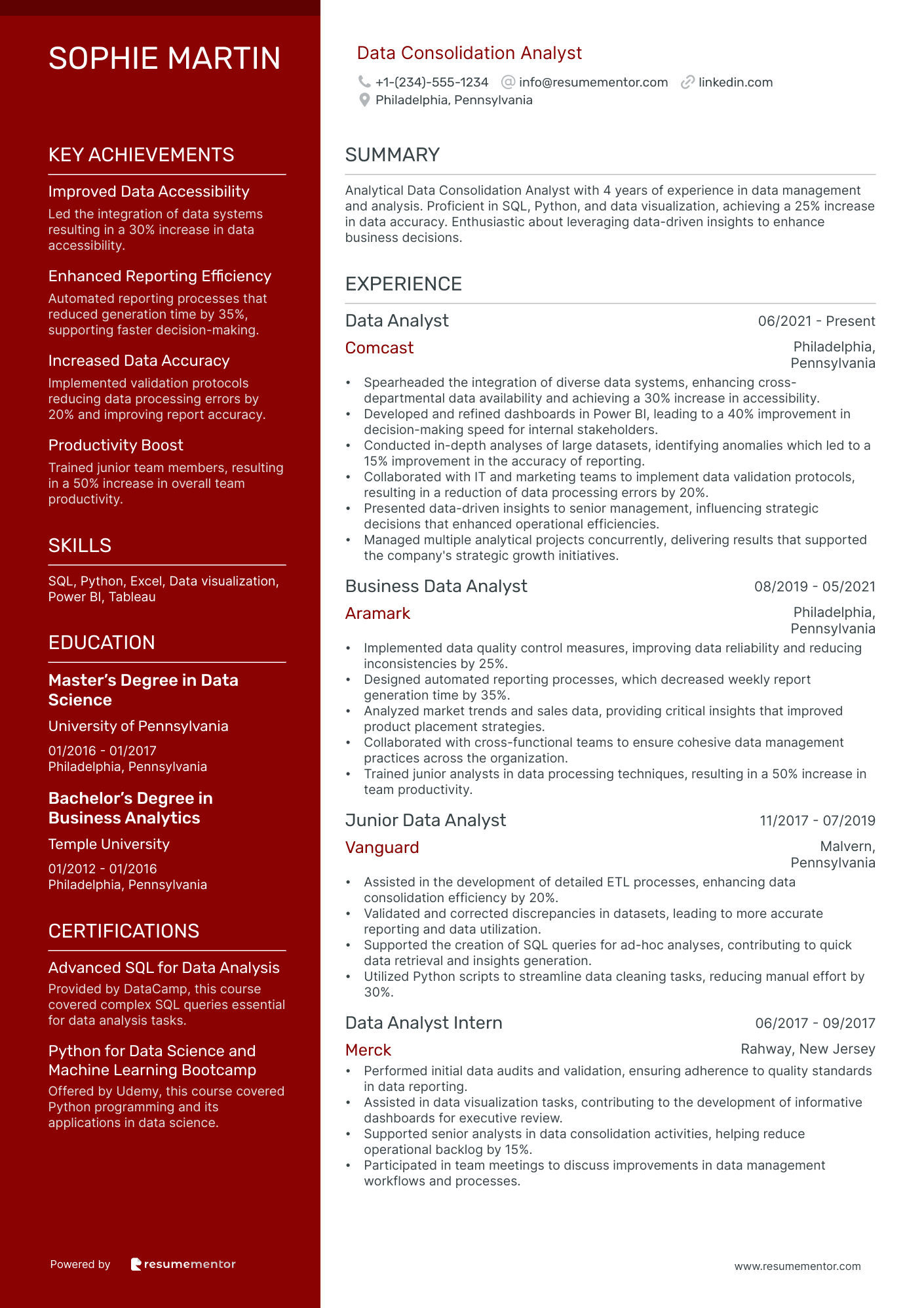 Data Consolidation Analyst