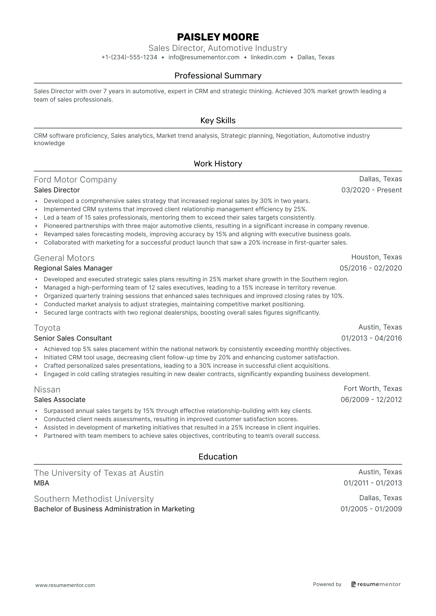 Sales Director, Automotive Industry