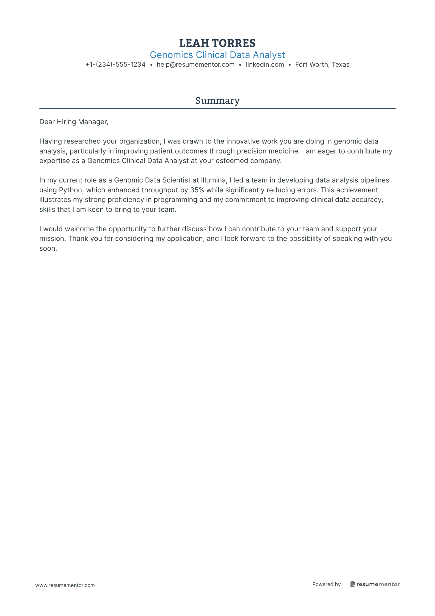 Genomics Clinical Data Analyst