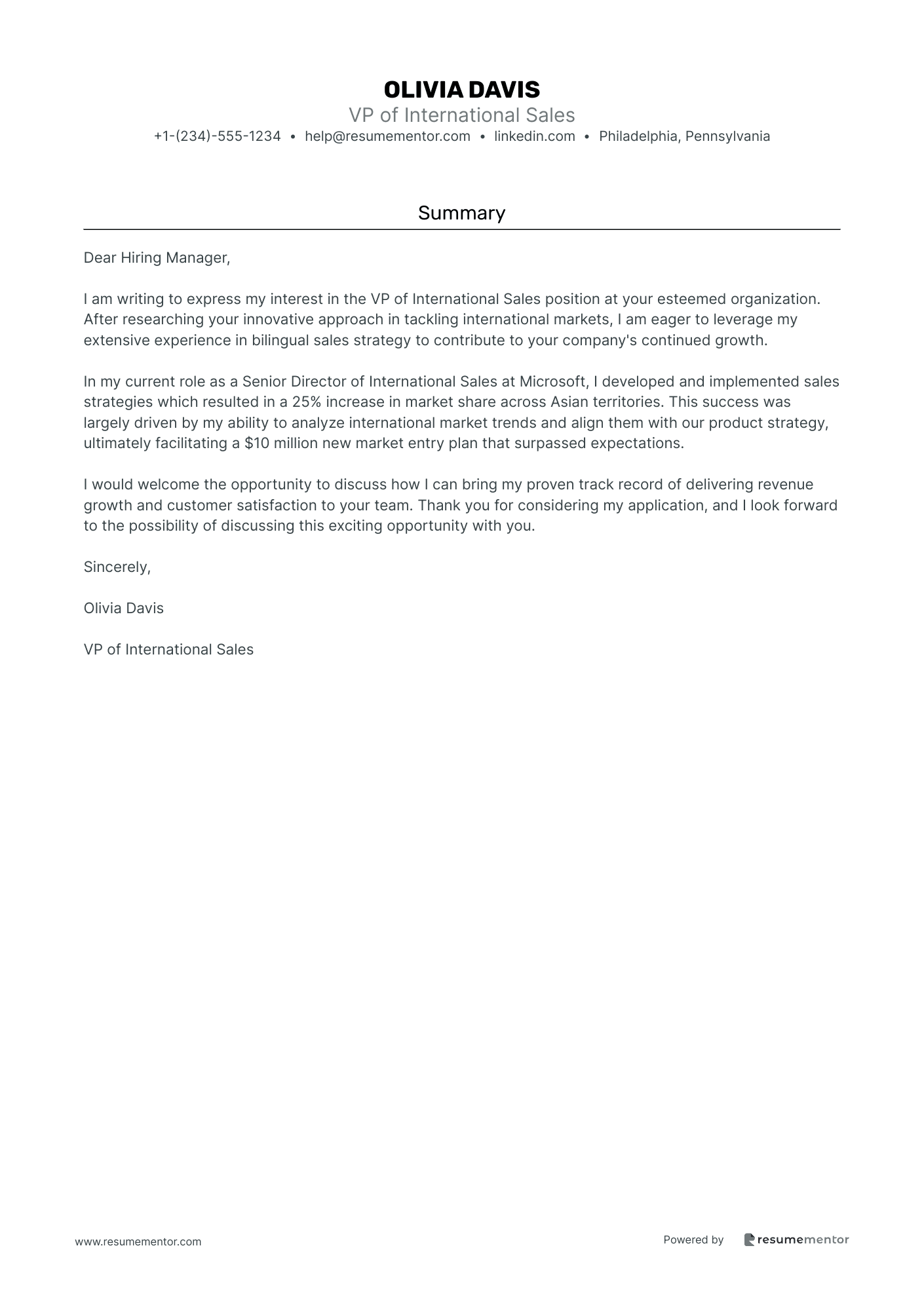 VP of International Sales