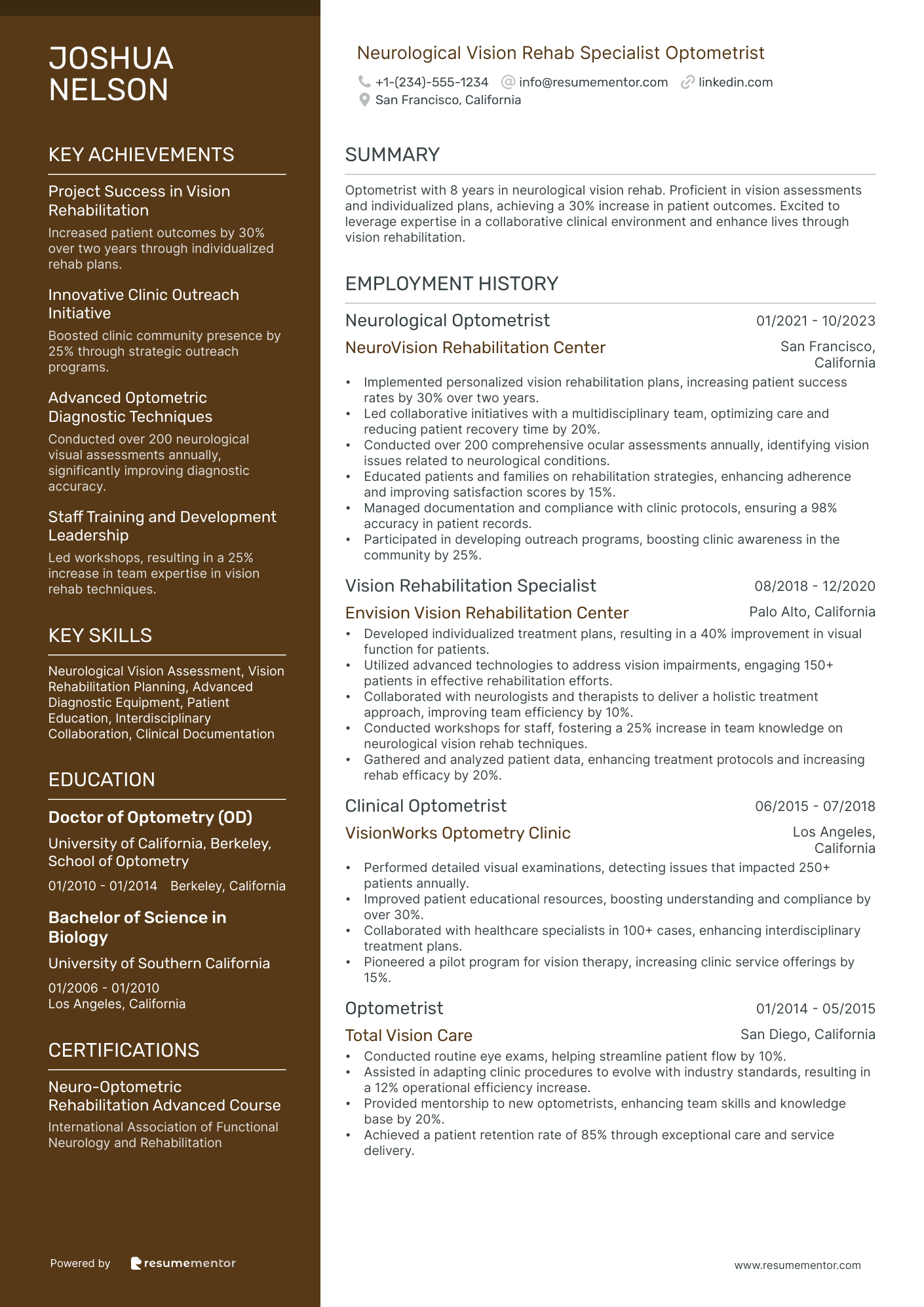 Neurological Vision Rehab Specialist Optometrist