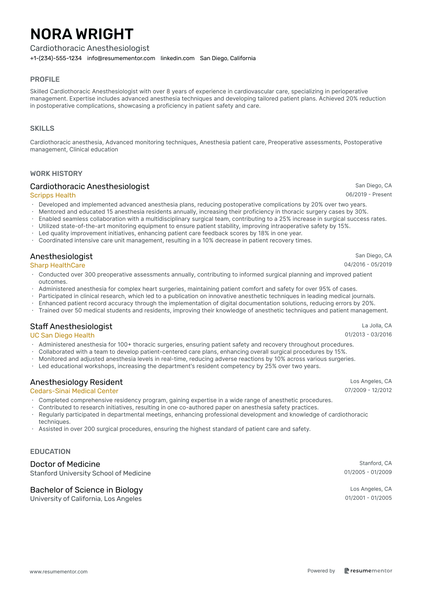Cardiothoracic Anesthesiologist