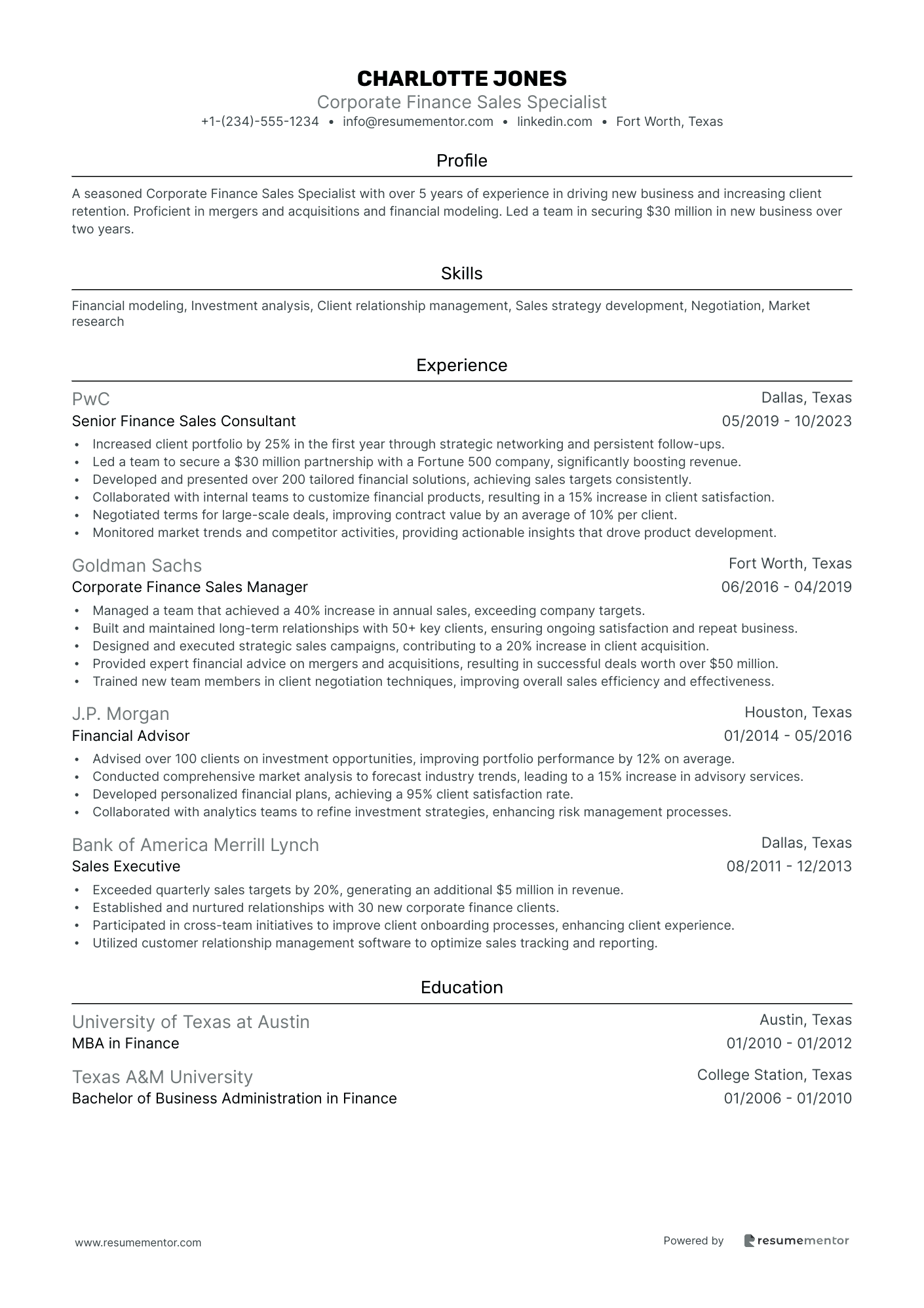 Corporate Finance Sales Specialist