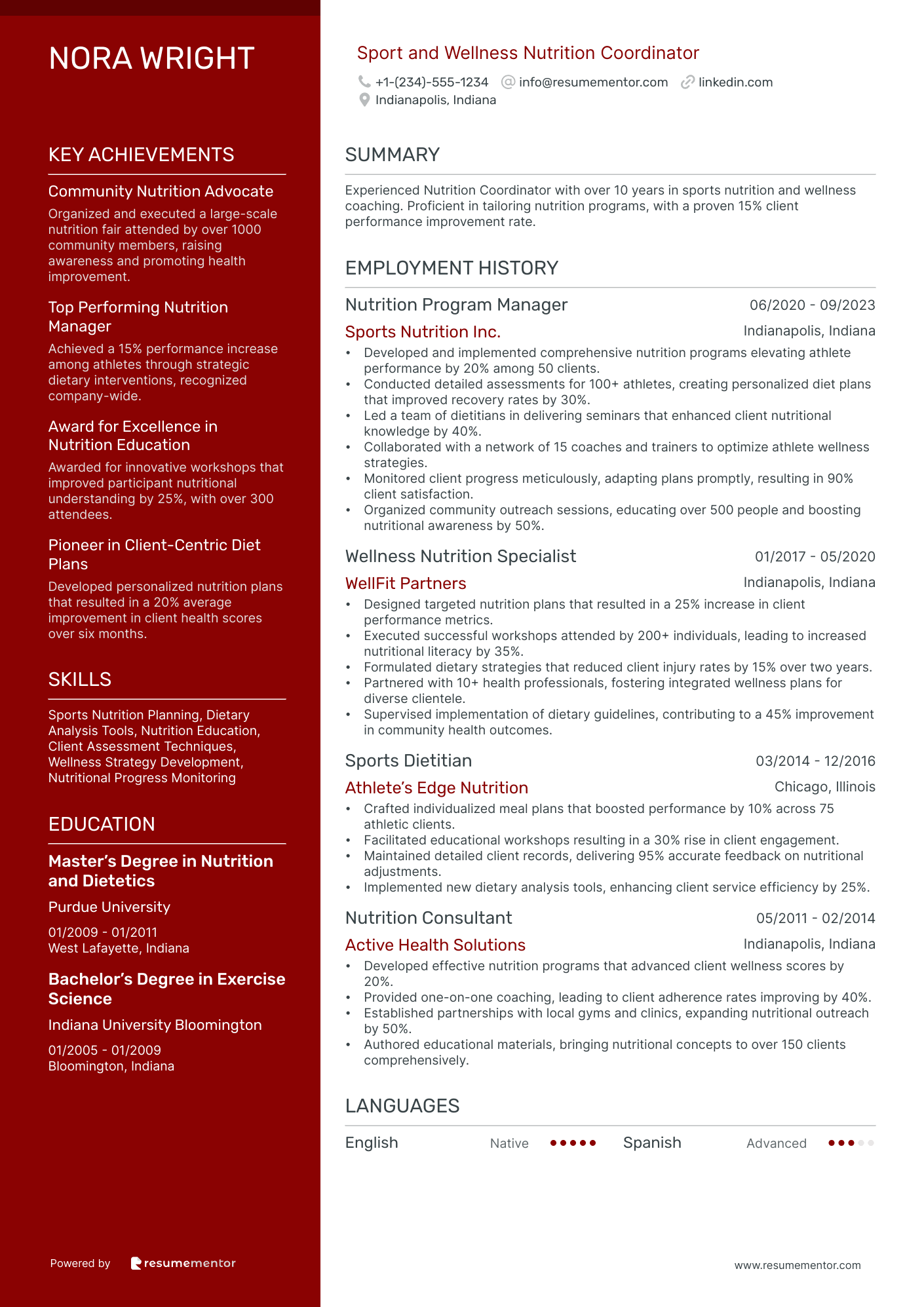 Sport and Wellness Nutrition Coordinator