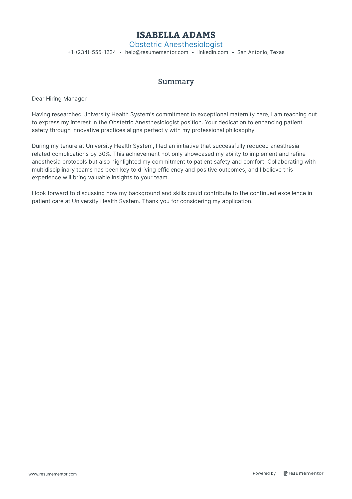 Obstetric Anesthesiologist