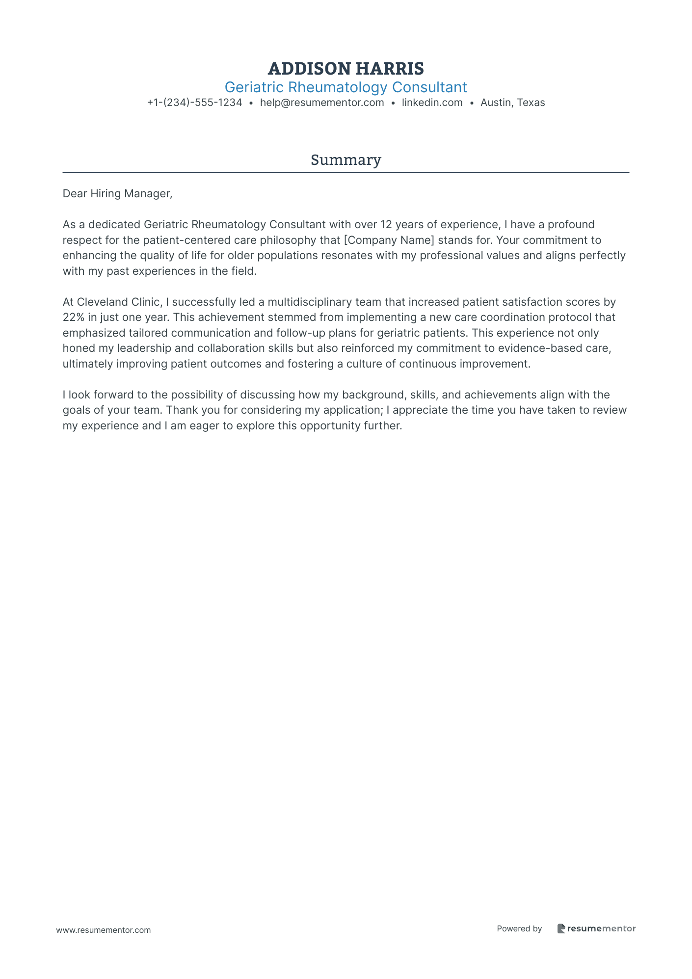 Geriatric Rheumatology Consultant