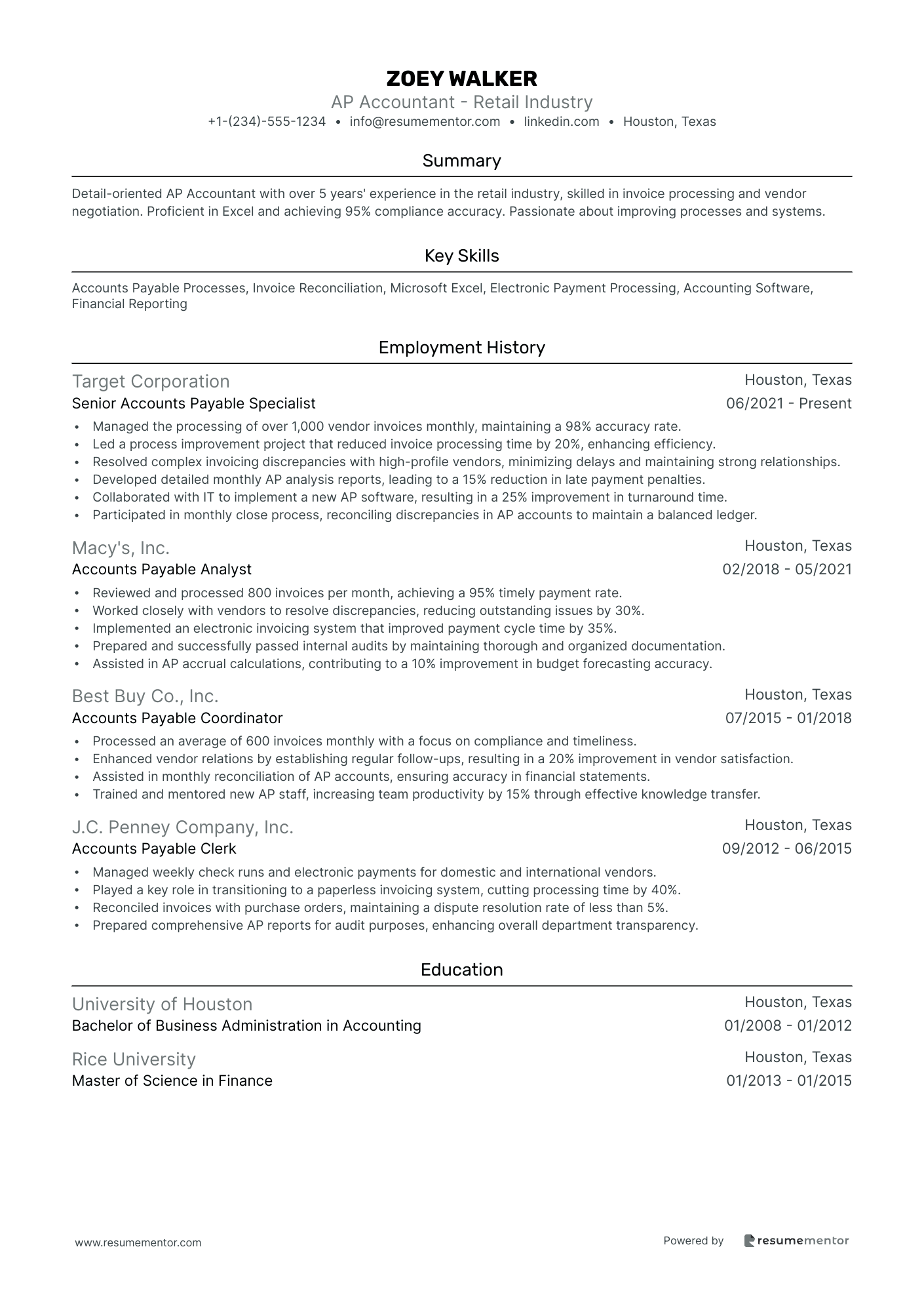 AP Accountant   Retail Industry