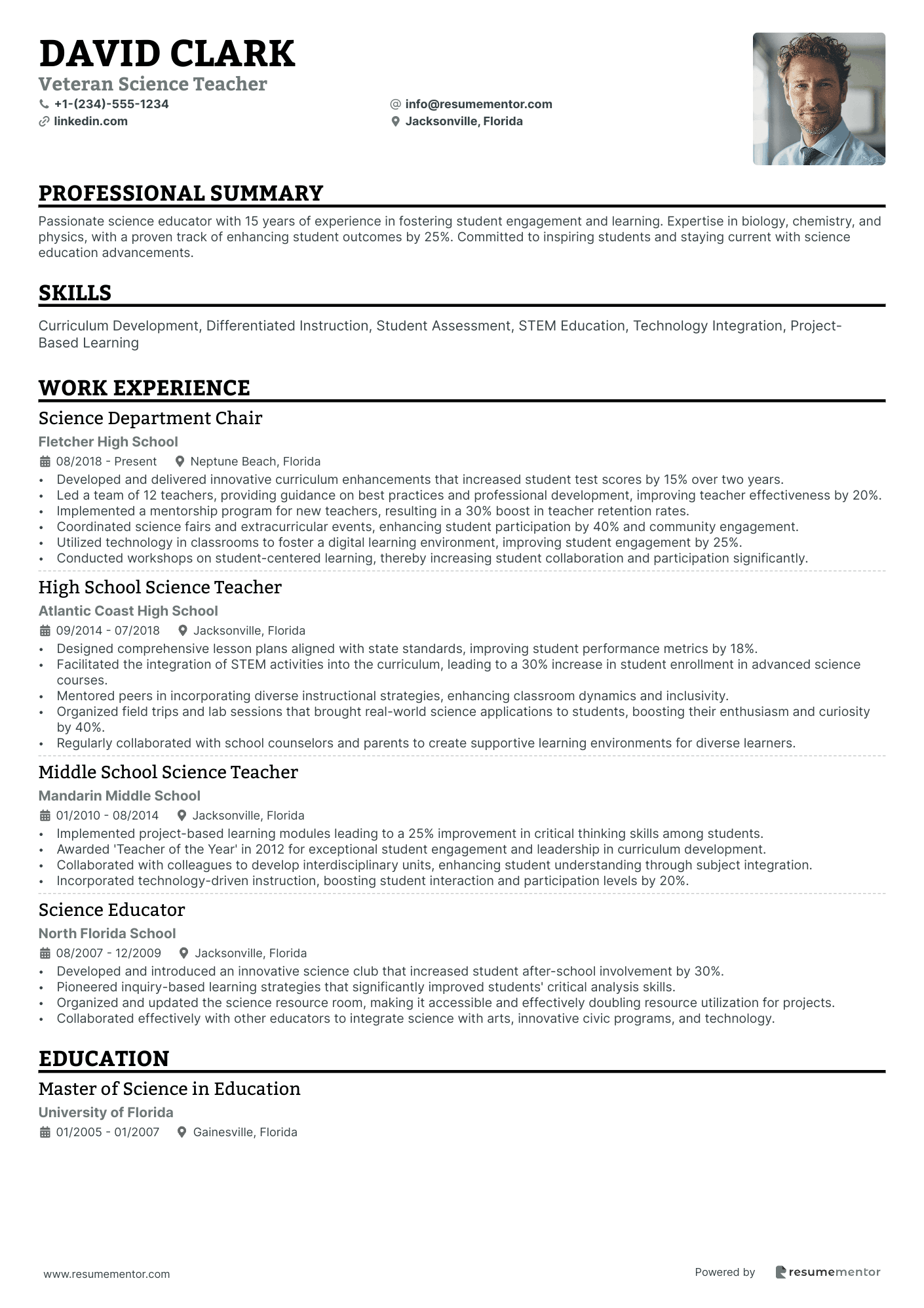 Veteran Science Teacher