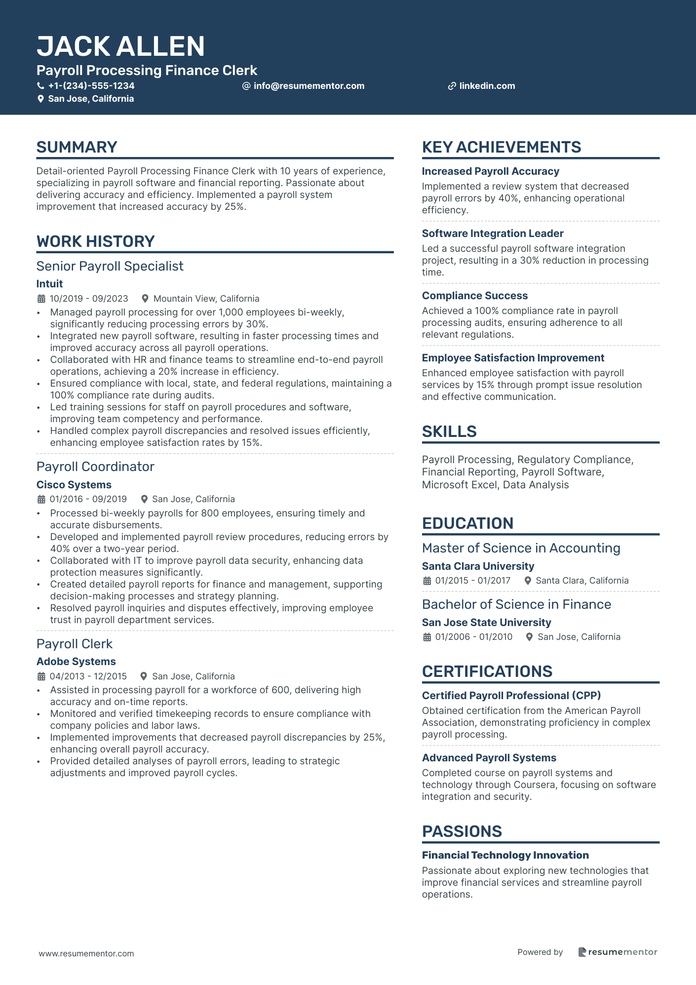 Payroll Processing Finance Clerk