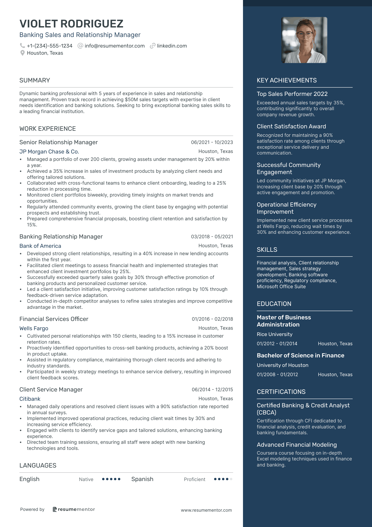 Banking Sales and Relationship Manager