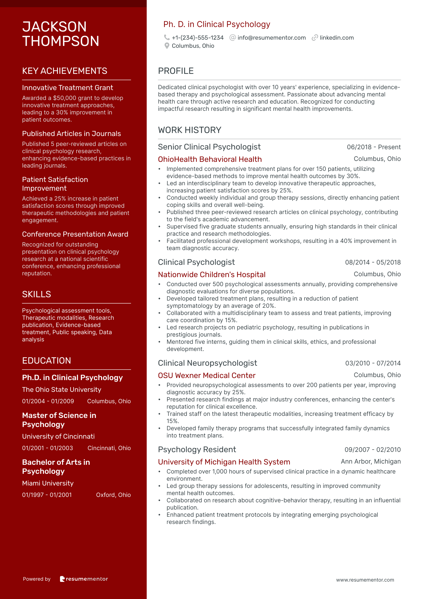 Ph. D. in Clinical Psychology