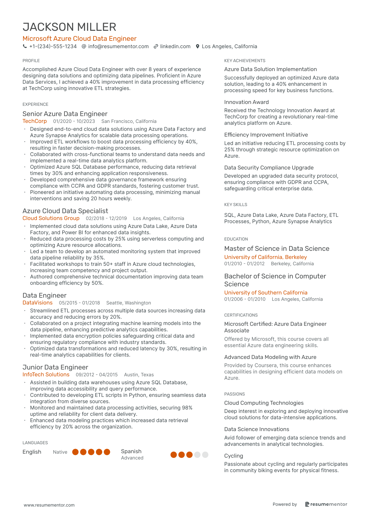 Microsoft Azure Cloud Data Engineer