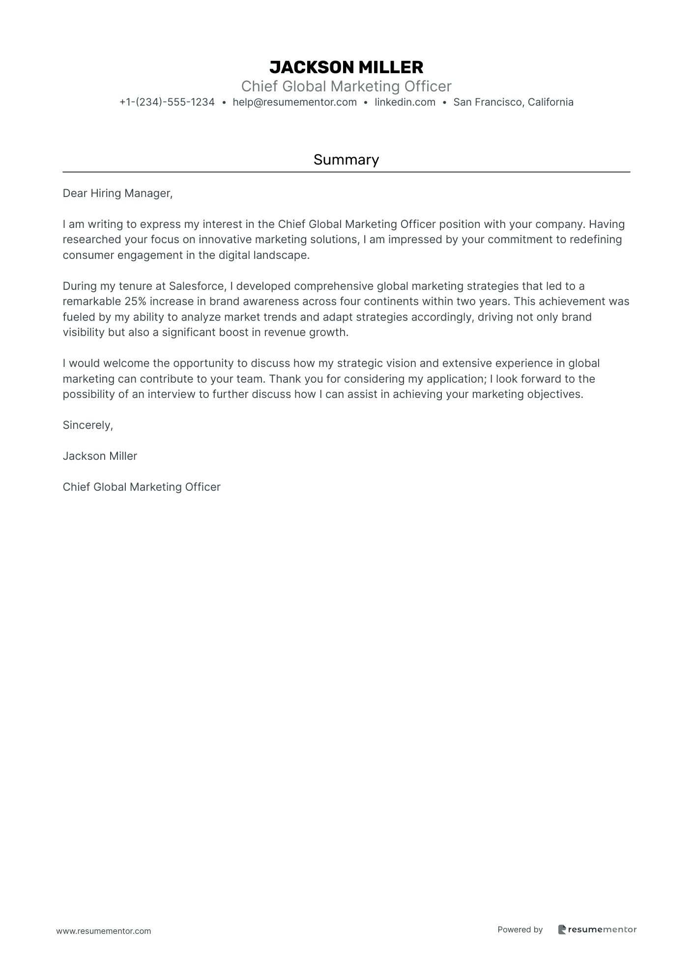 Chief Global Marketing Officer