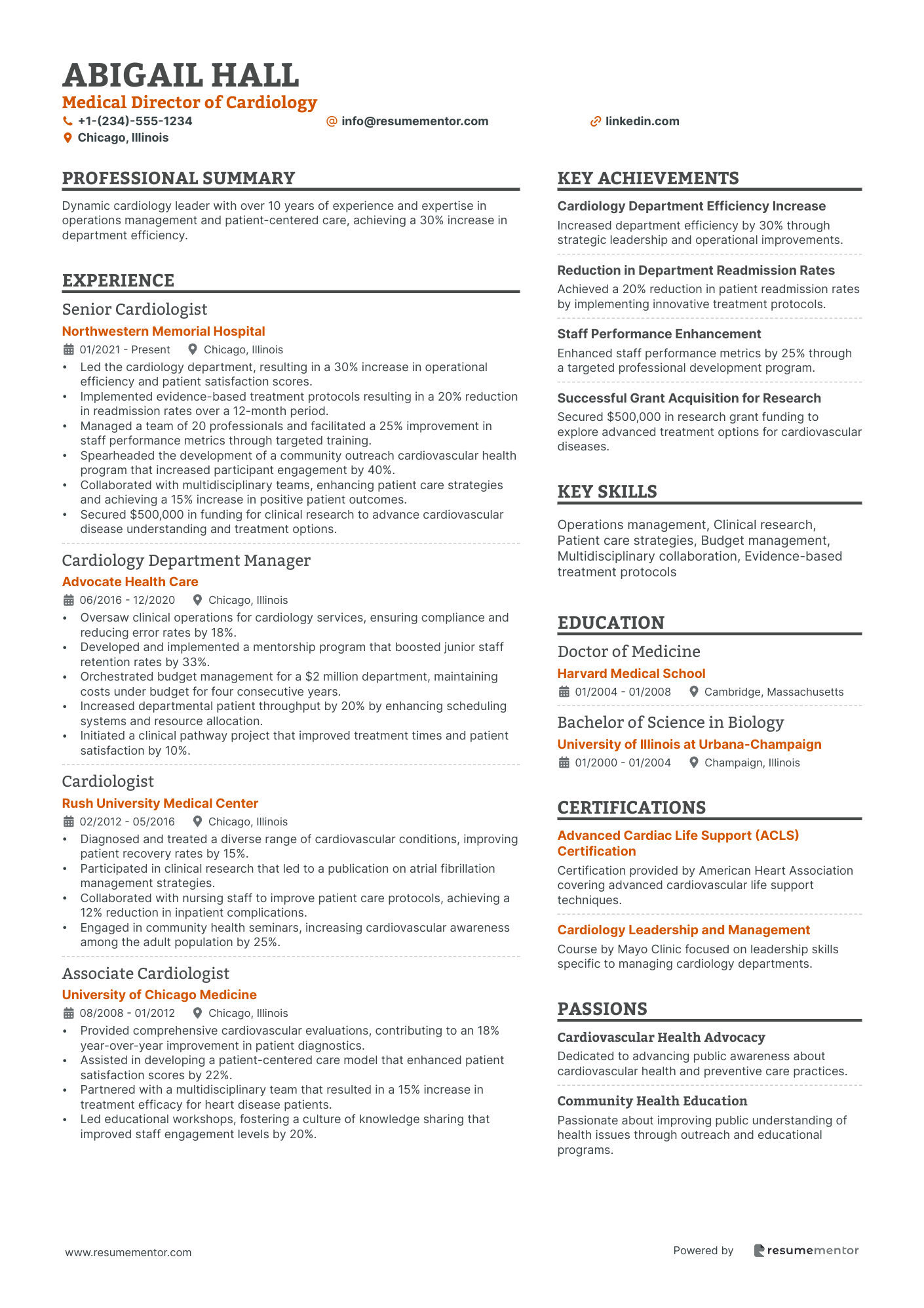 Medical Director of Cardiology