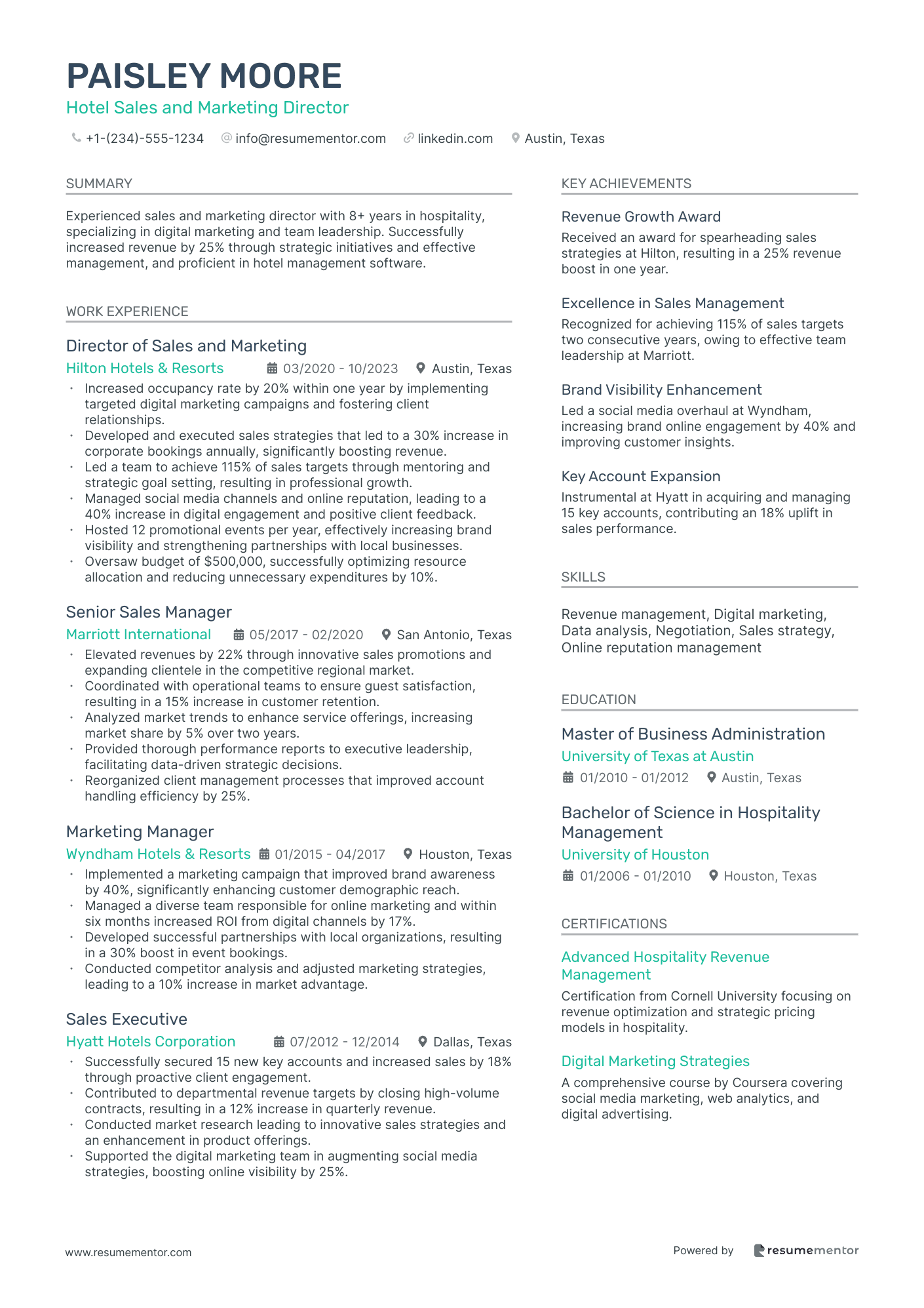 Hotel Sales and Marketing Director