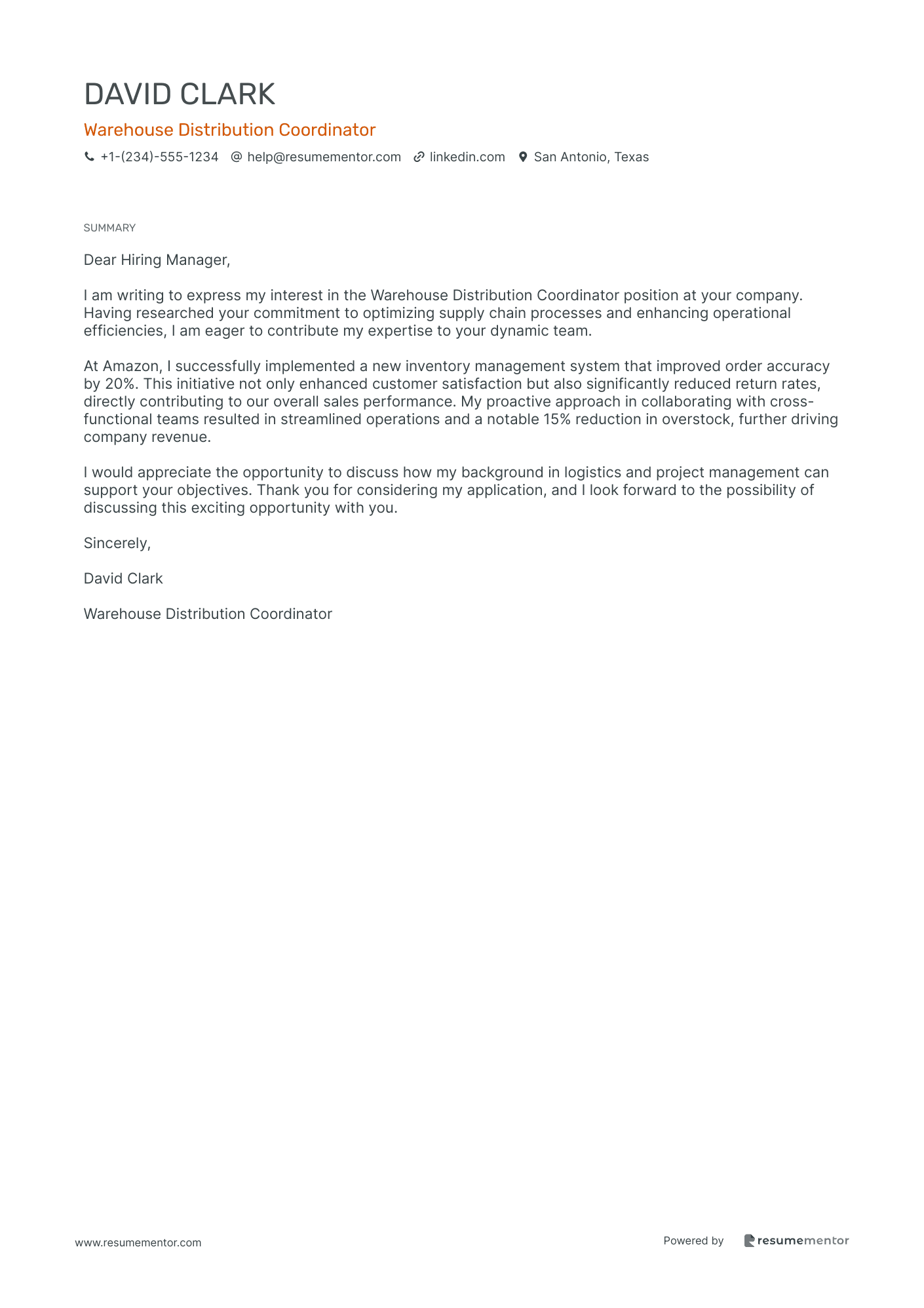 Warehouse Distribution Coordinator
