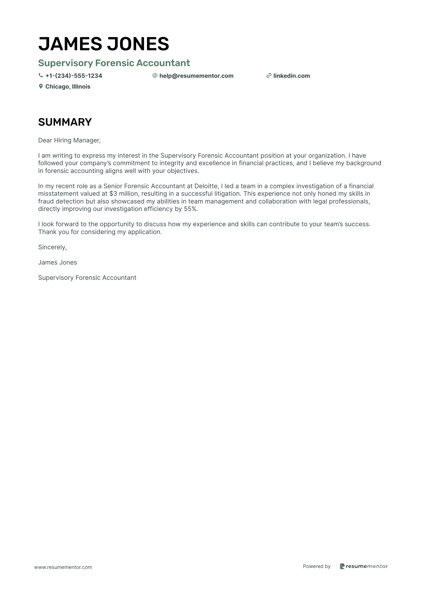 Supervisory Forensic Accountant