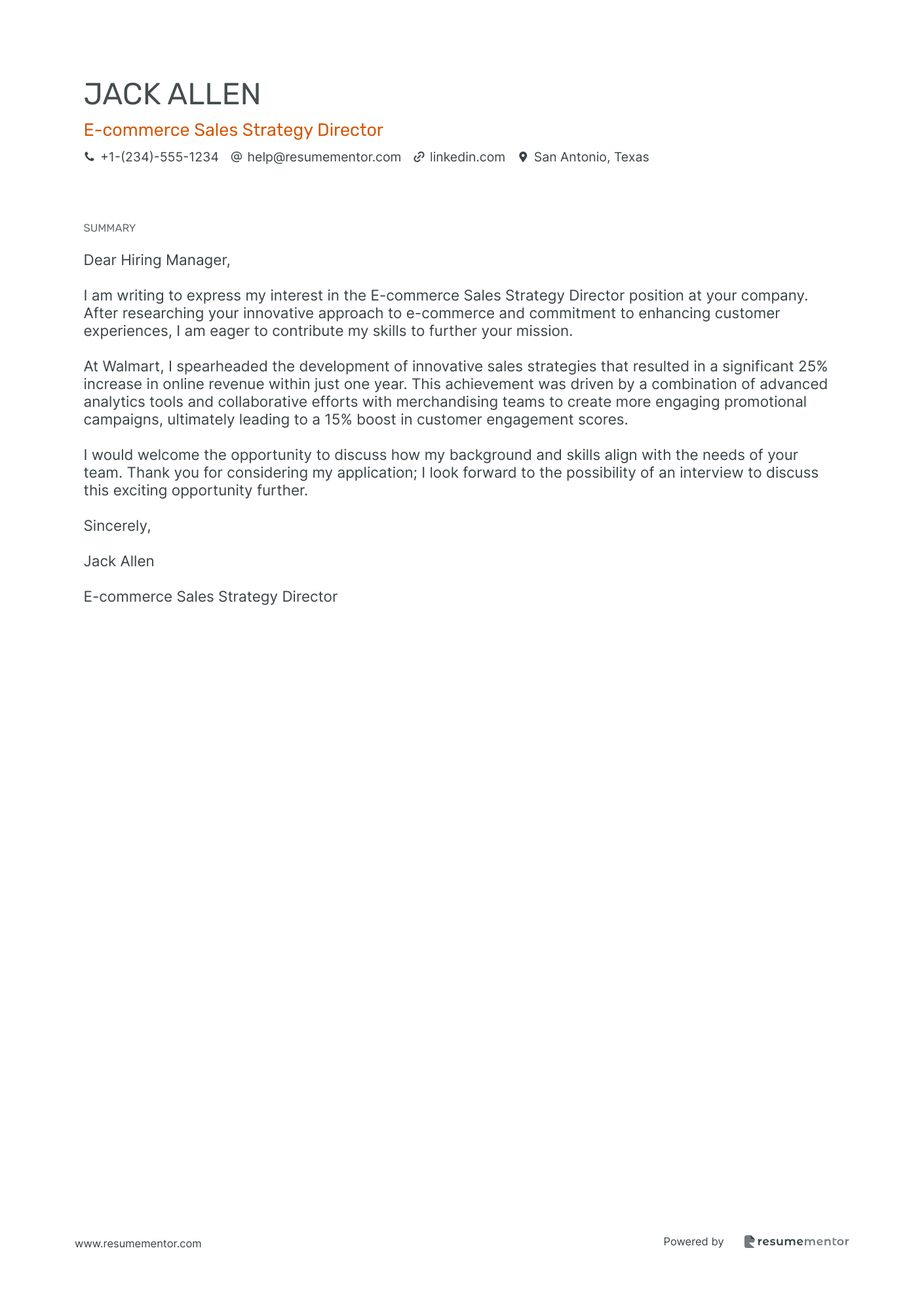 E commerce Sales Strategy Director