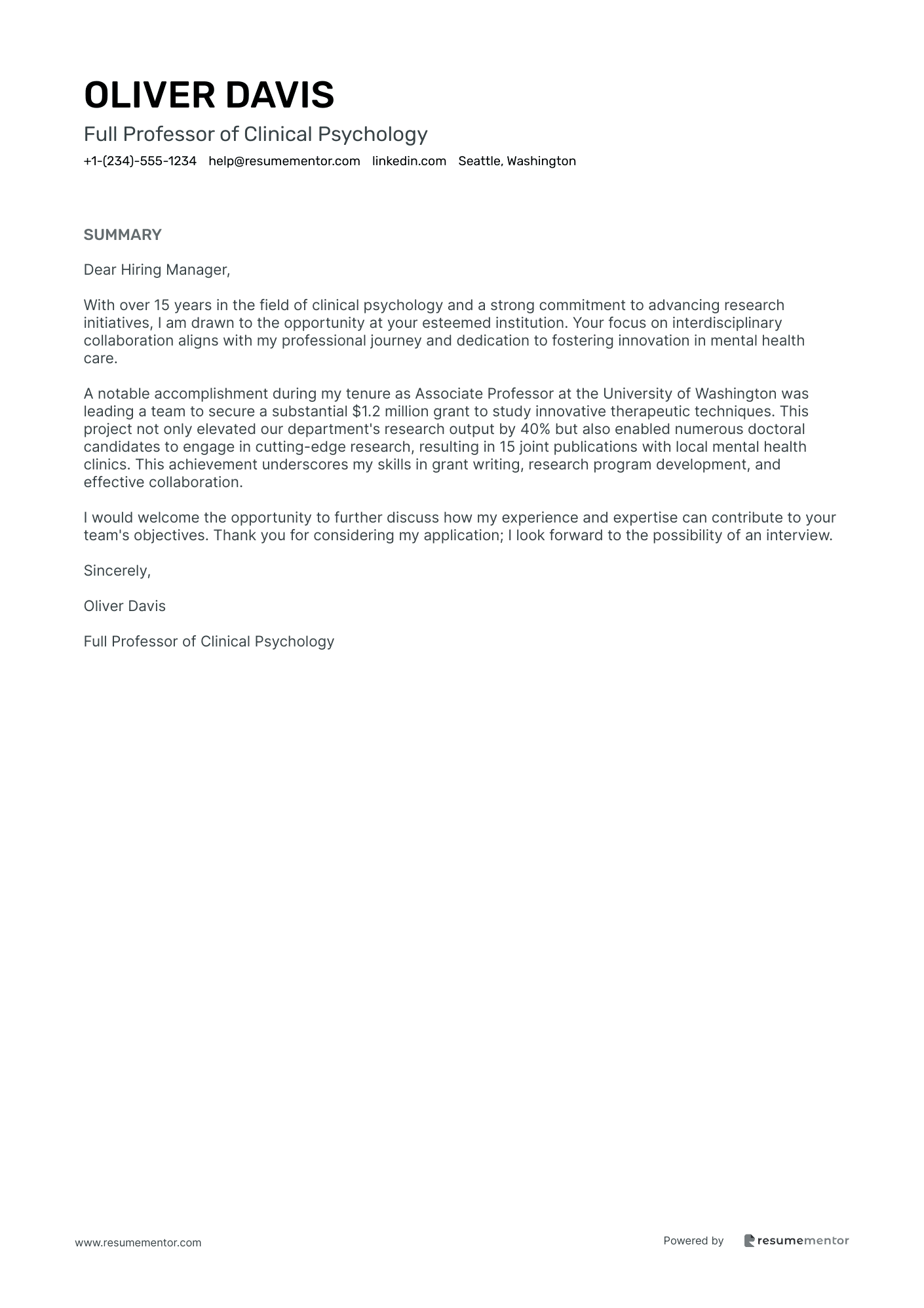 Full Professor of Clinical Psychology