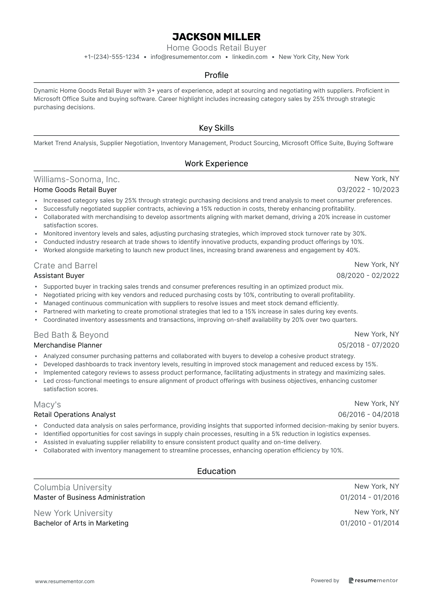 Home Goods Retail Buyer