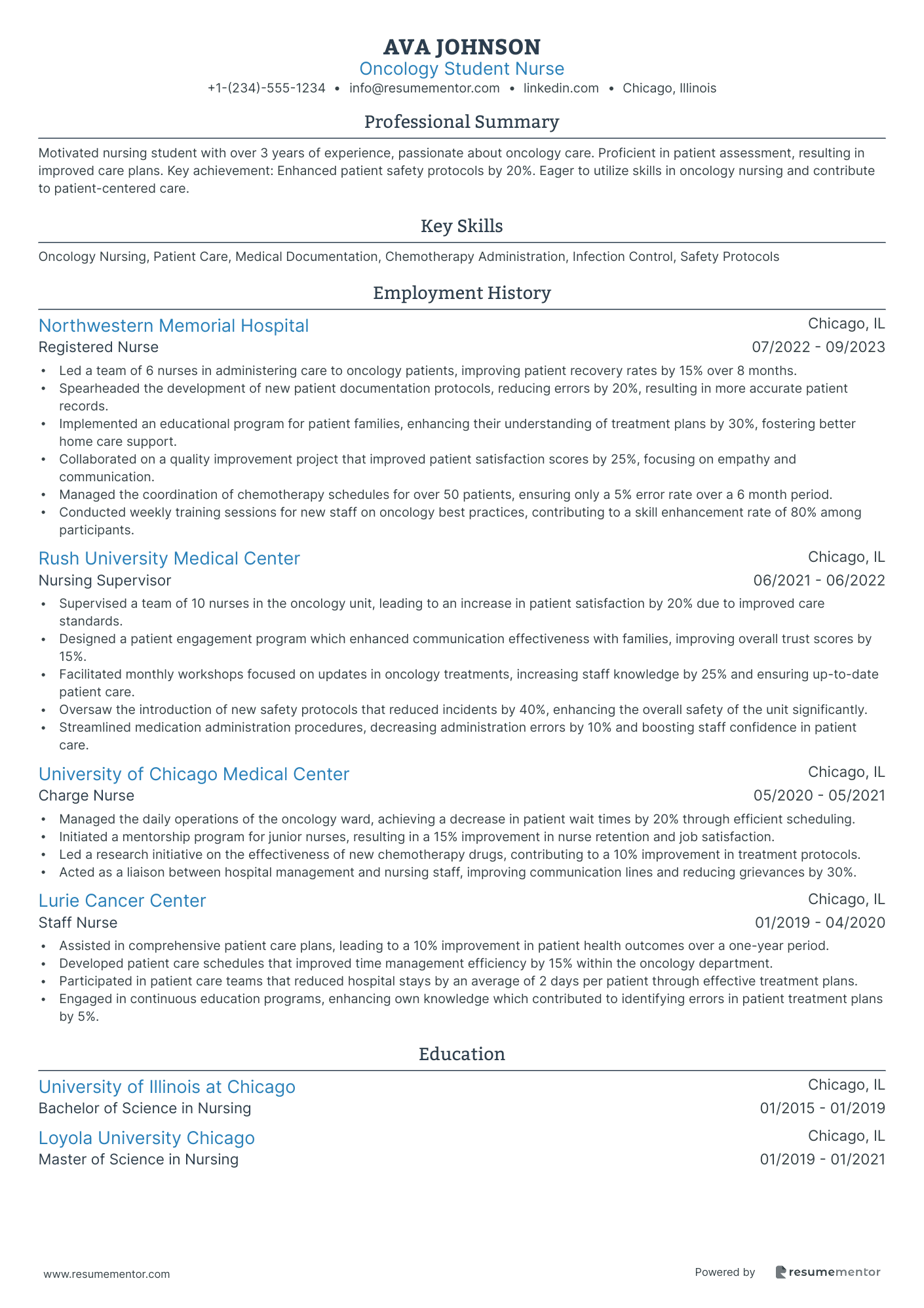 Oncology Student Nurse
