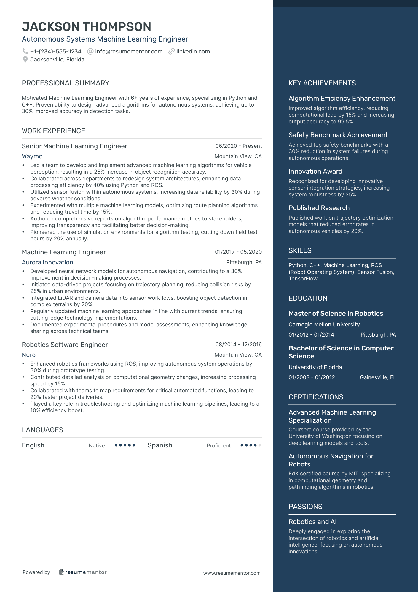 Autonomous Systems Machine Learning Engineer