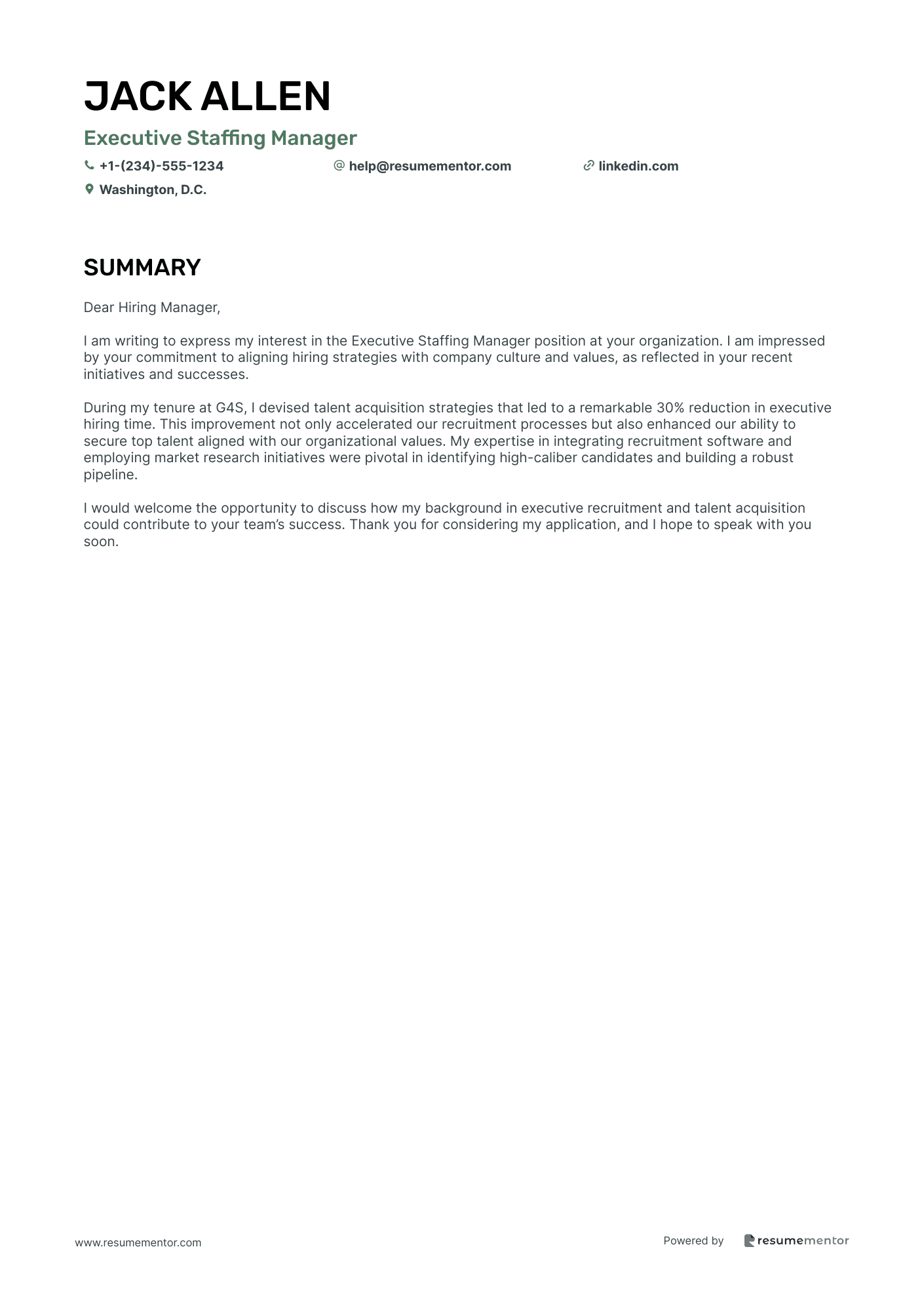 Executive Staffing Manager