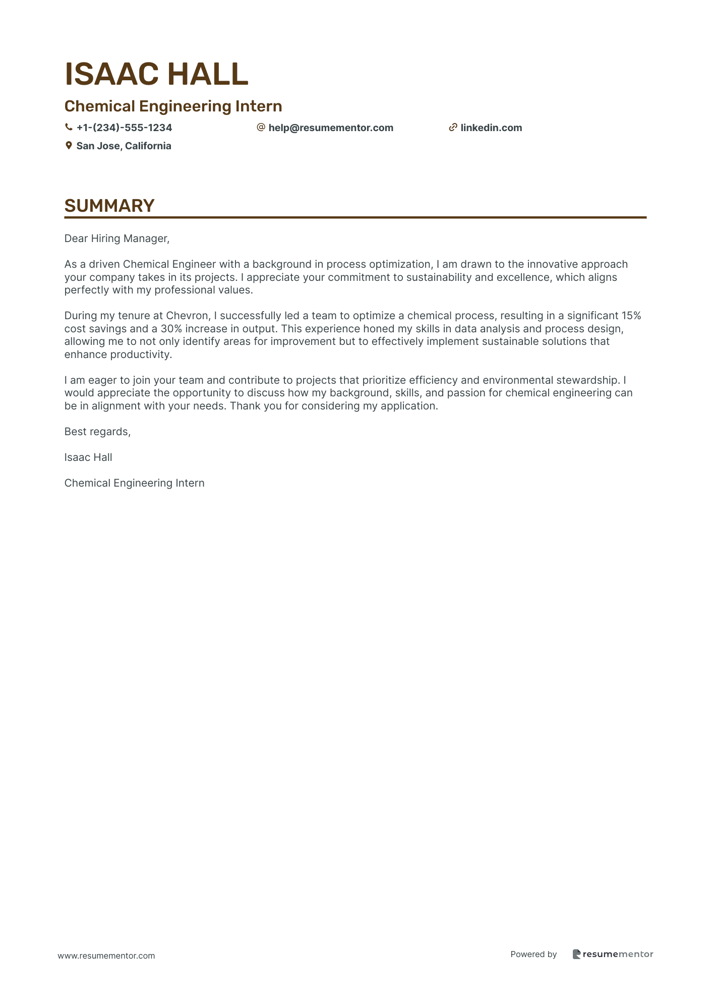 Chemical Engineering Intern