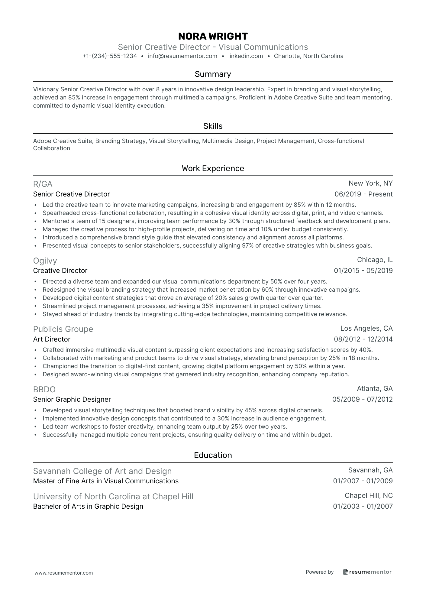 Senior Creative Director   Visual Communications