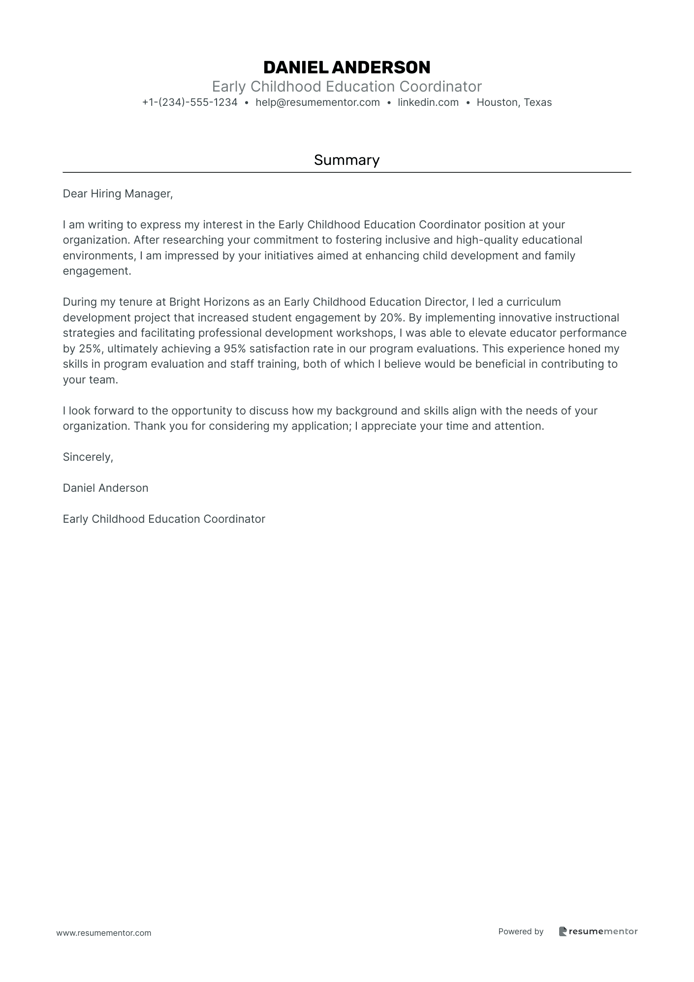 Early Childhood Education Coordinator