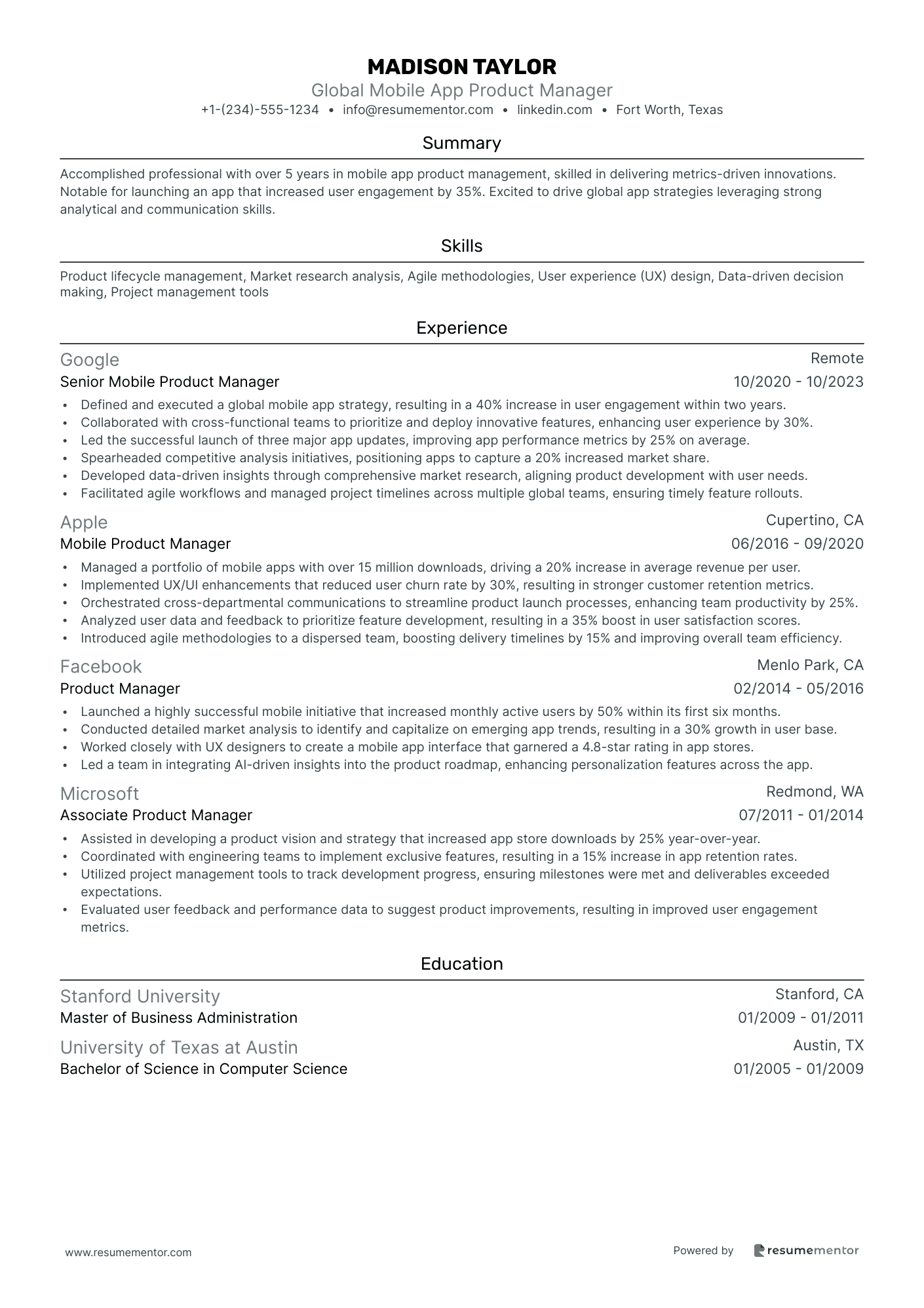 Global Mobile App Product Manager