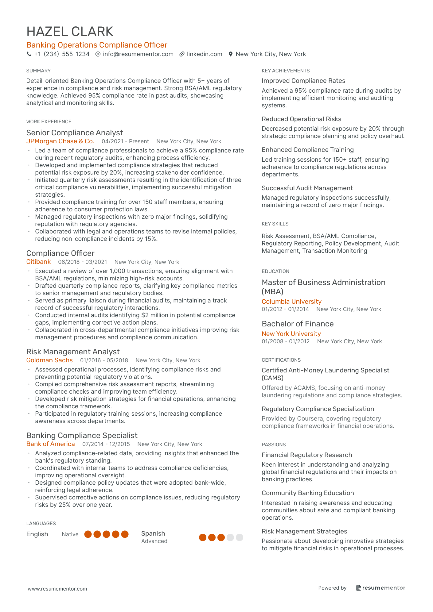 Banking Operations Compliance Officer