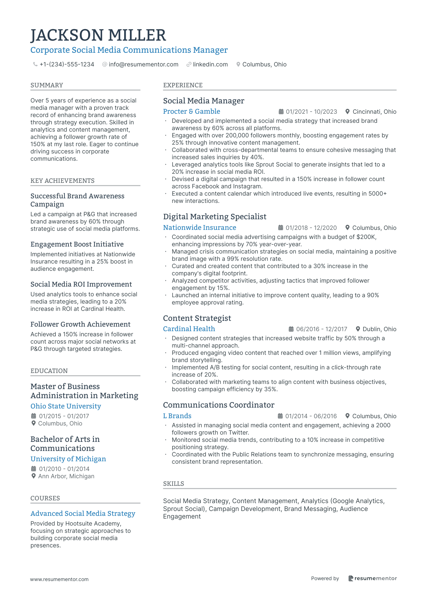 Corporate Social Media Communications Manager