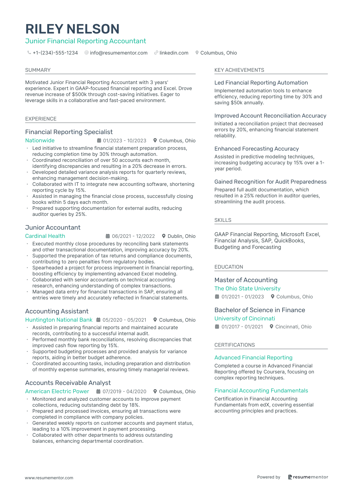 Junior Financial Reporting Accountant