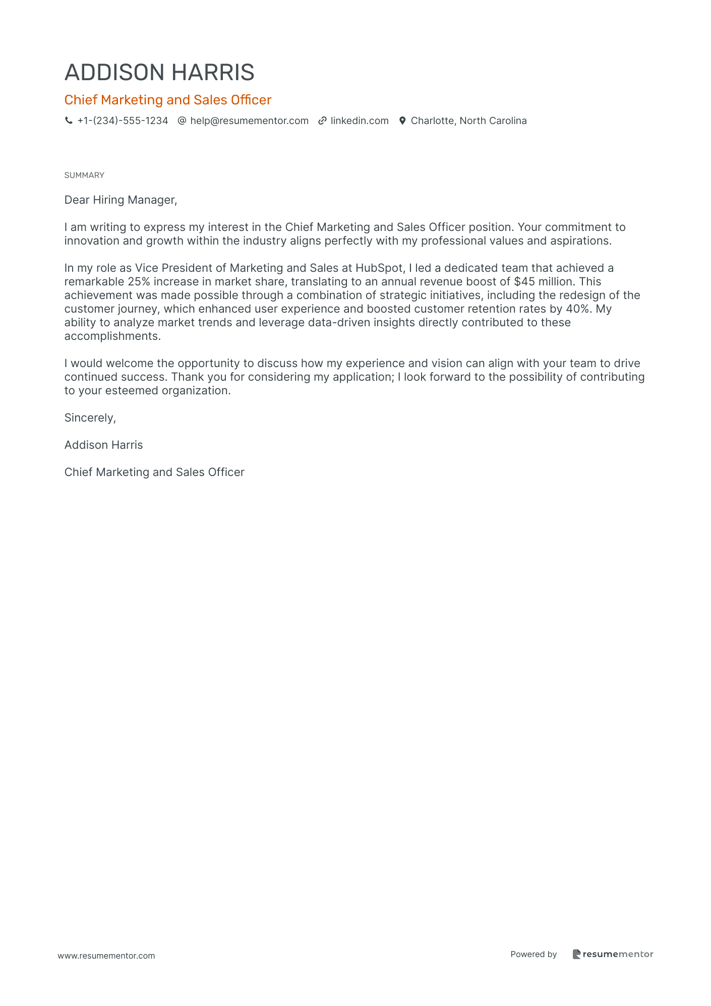 Chief Marketing and Sales Officer