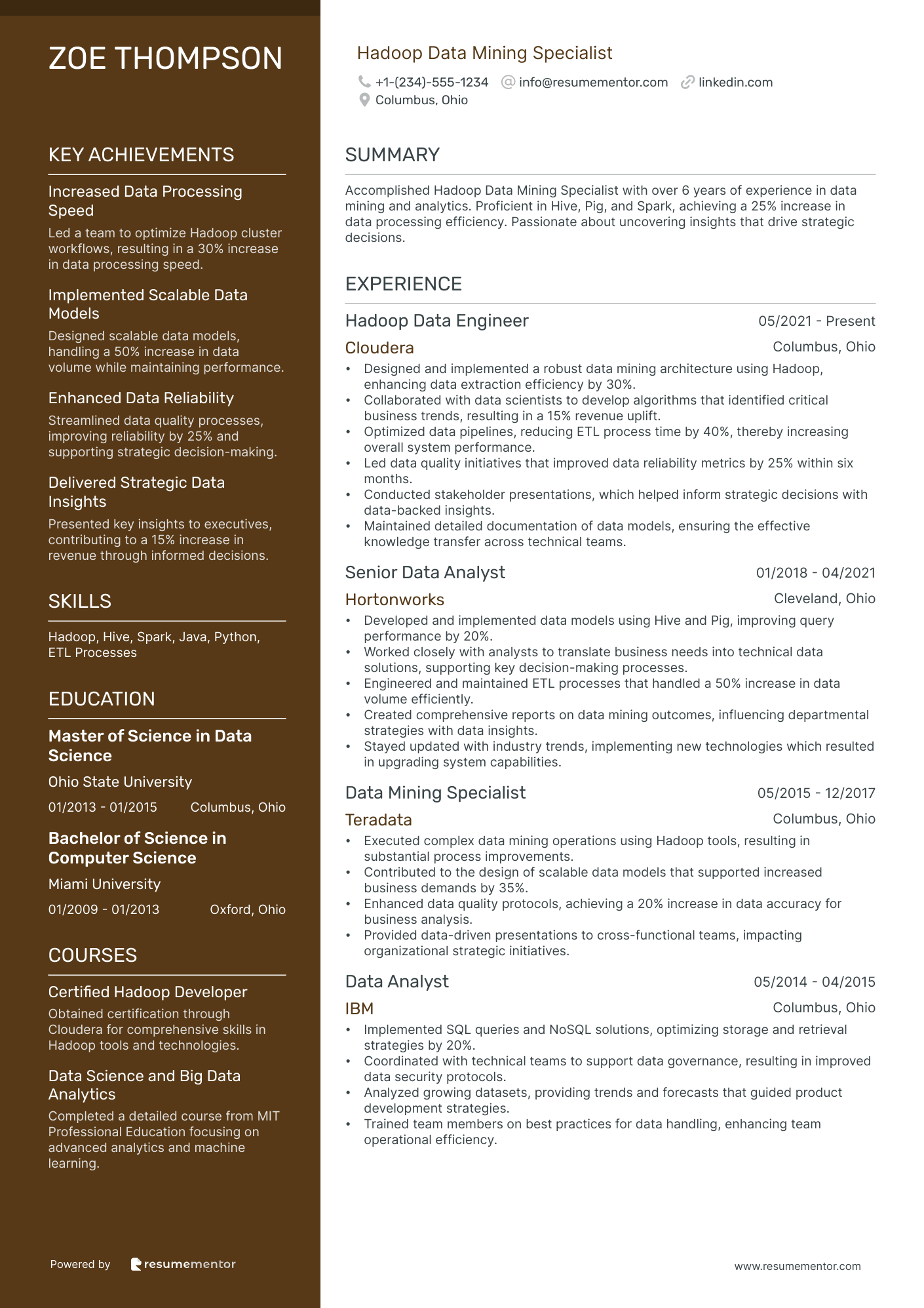 Hadoop Data Mining Specialist