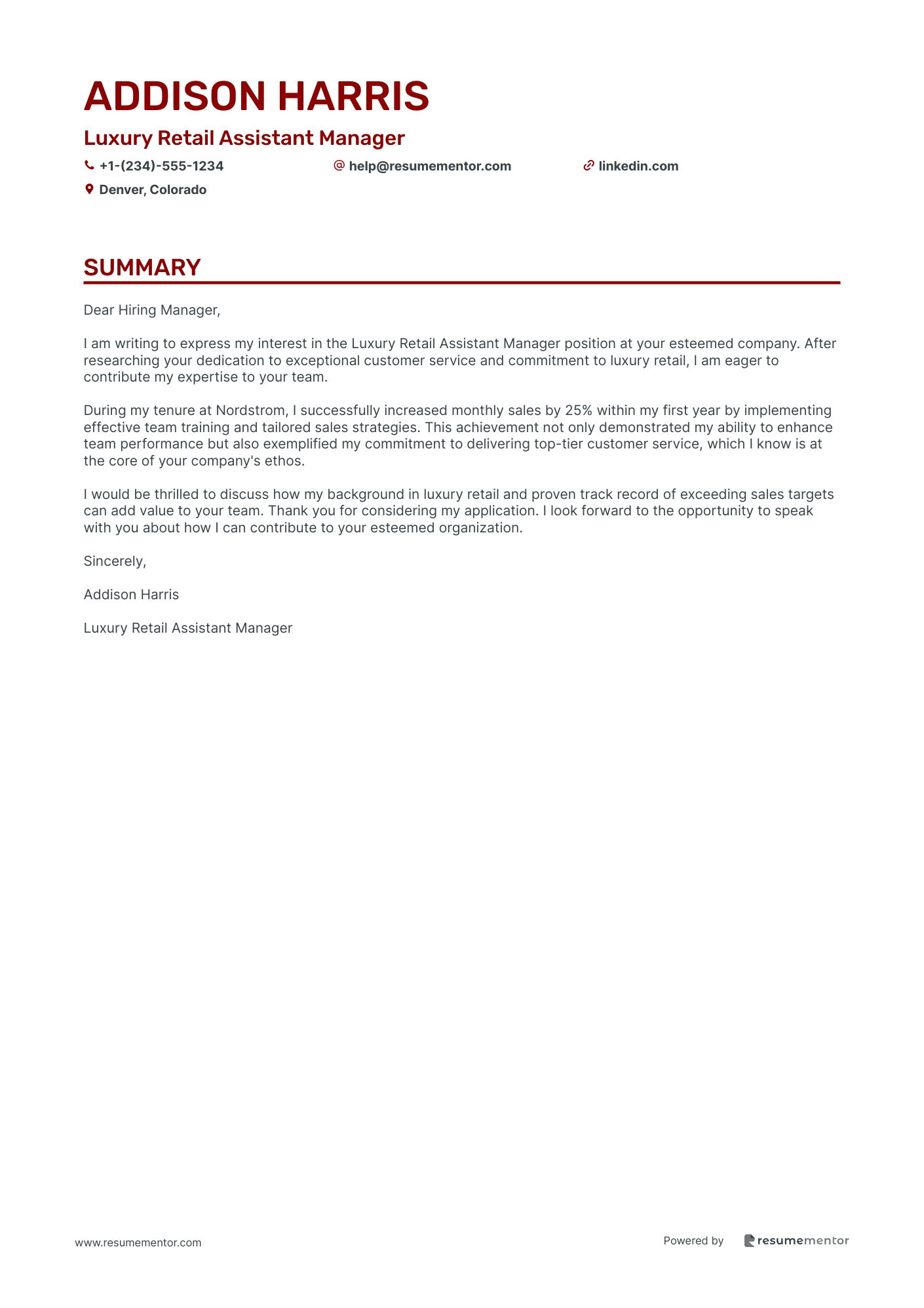 Luxury Retail Assistant Manager
