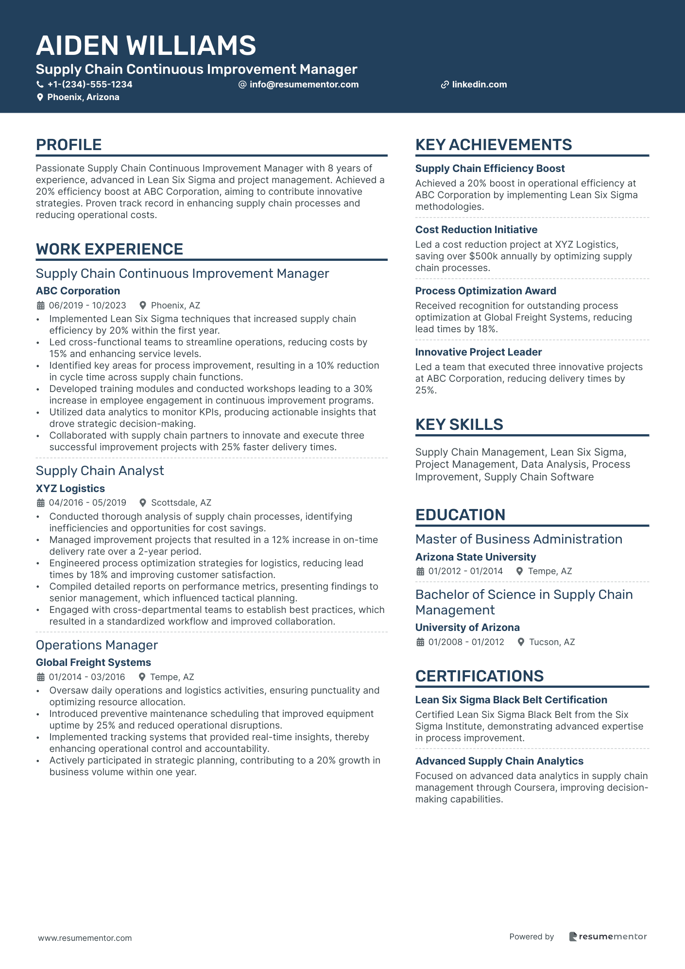 Supply Chain Continuous Improvement Manager