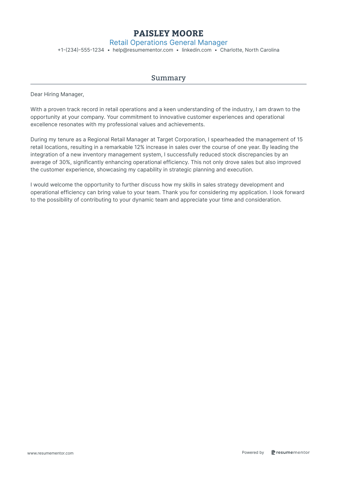 Retail Operations General Manager